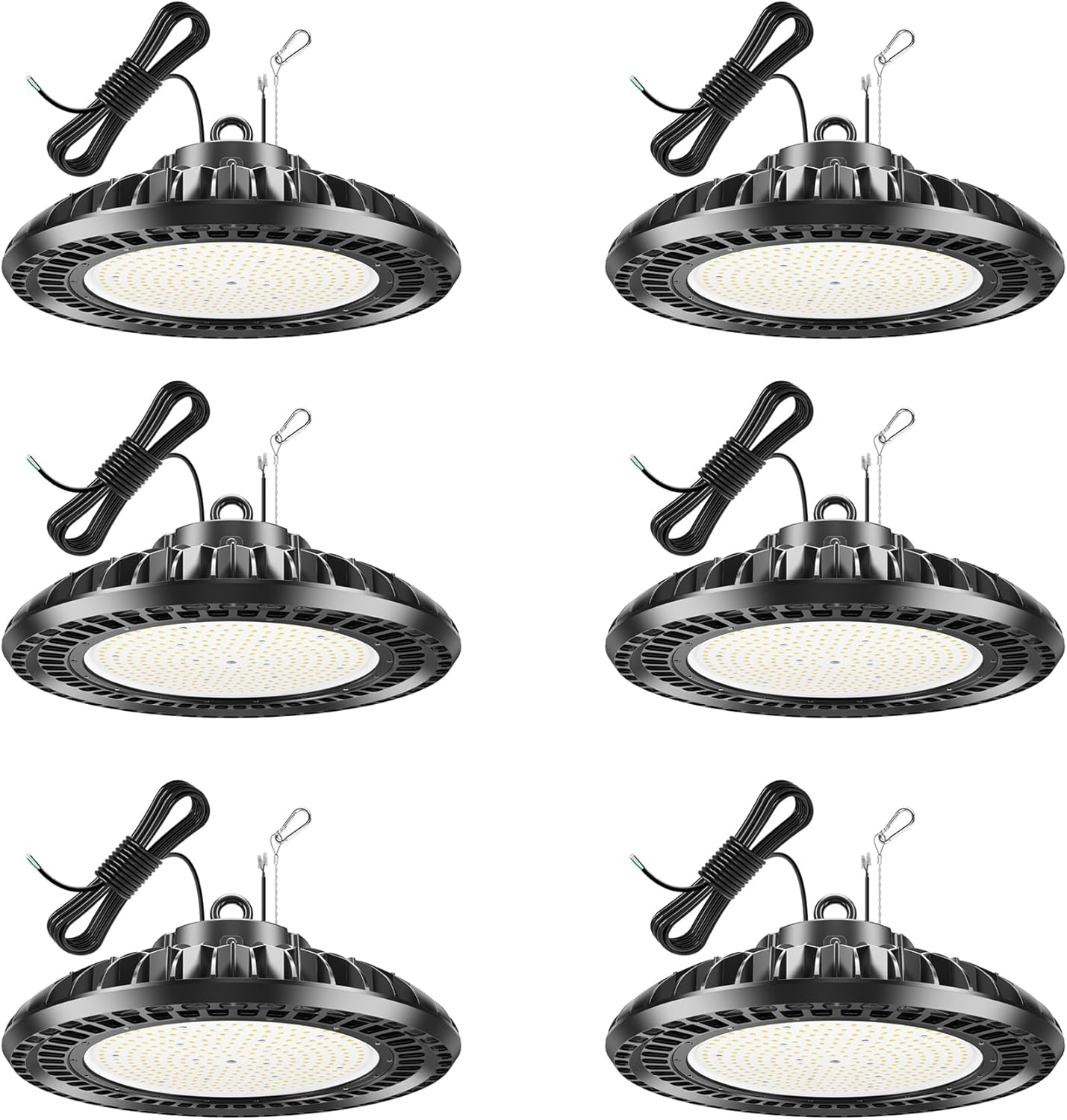 6 Pack 500W LED High Bay Light 72,500LM DLC ETL Listed Industrial Grade UFO Light Dimmable IP65 Waterproof 5000K Commercial Bay Lighting for Warehouse Garage Factory 110V 120V