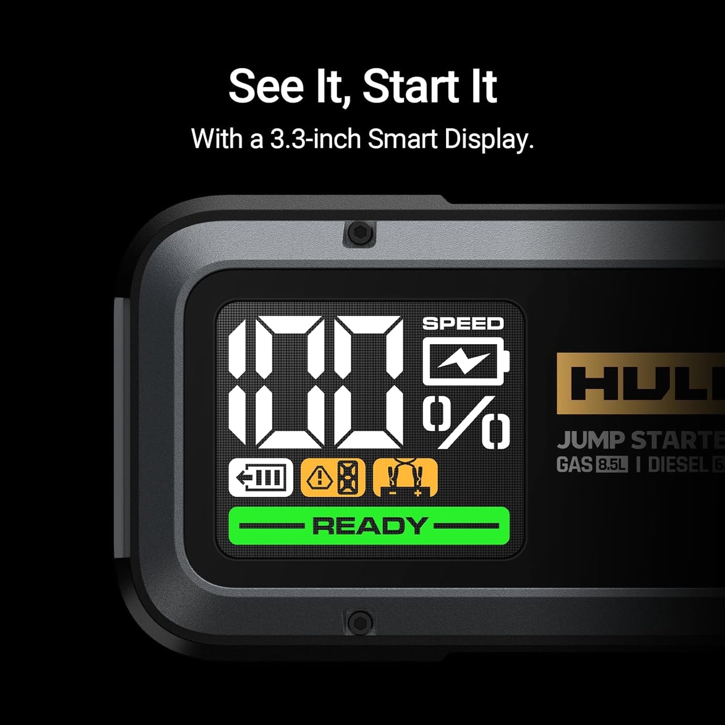 Hulkman Alpha85,Cobalt Blue, 2000A 74Wh Smart Jump Starter, 12V Portable Car Battery Booster with 3.3" Display, USB-C Power Pack,Includes 65W Wall Charger,Jumper Cables for up to 8.5L Gas/6.0L Diesel