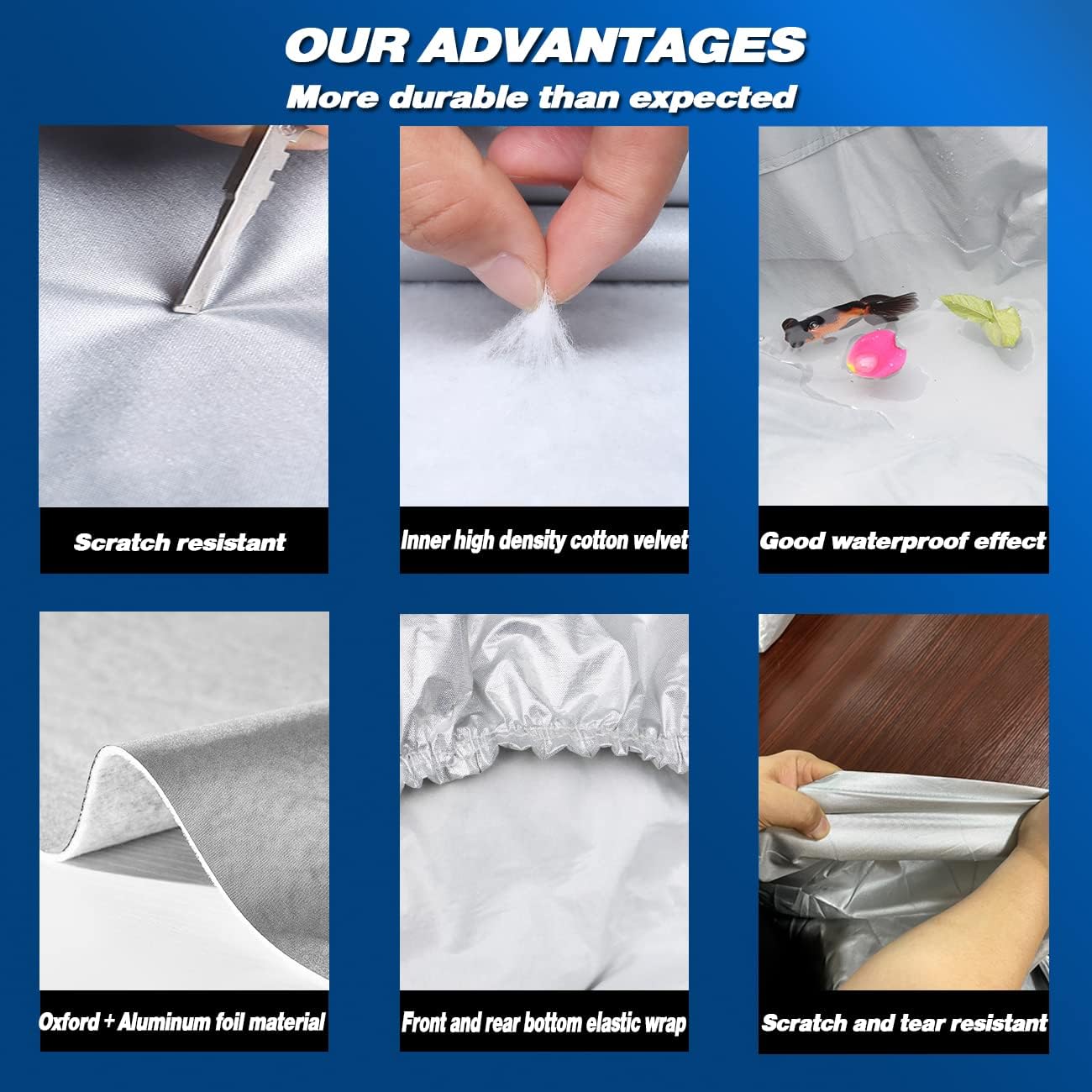 TUCAREST 6 Layers Full Car Cover for Sedan/Wagon/Coupe/Hatchback - Waterproof, Insulated, Anti-UV, Snow-Proof, Anti-Wind, All-Weather, Thickened Protection, up to 168-182 in