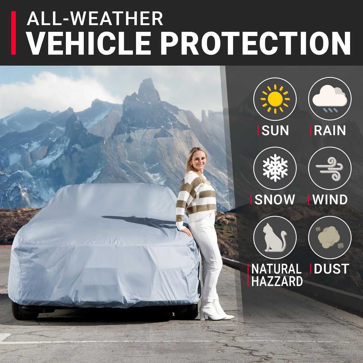 iCarCover Premium Car Cover for 1975-1977 Pontiac Astre Wagon Heavy Duty Waterproof All-Weather Automobiles Custom Fit Indoor Outdoor UV Snow Protection Covers with Straps and Bag