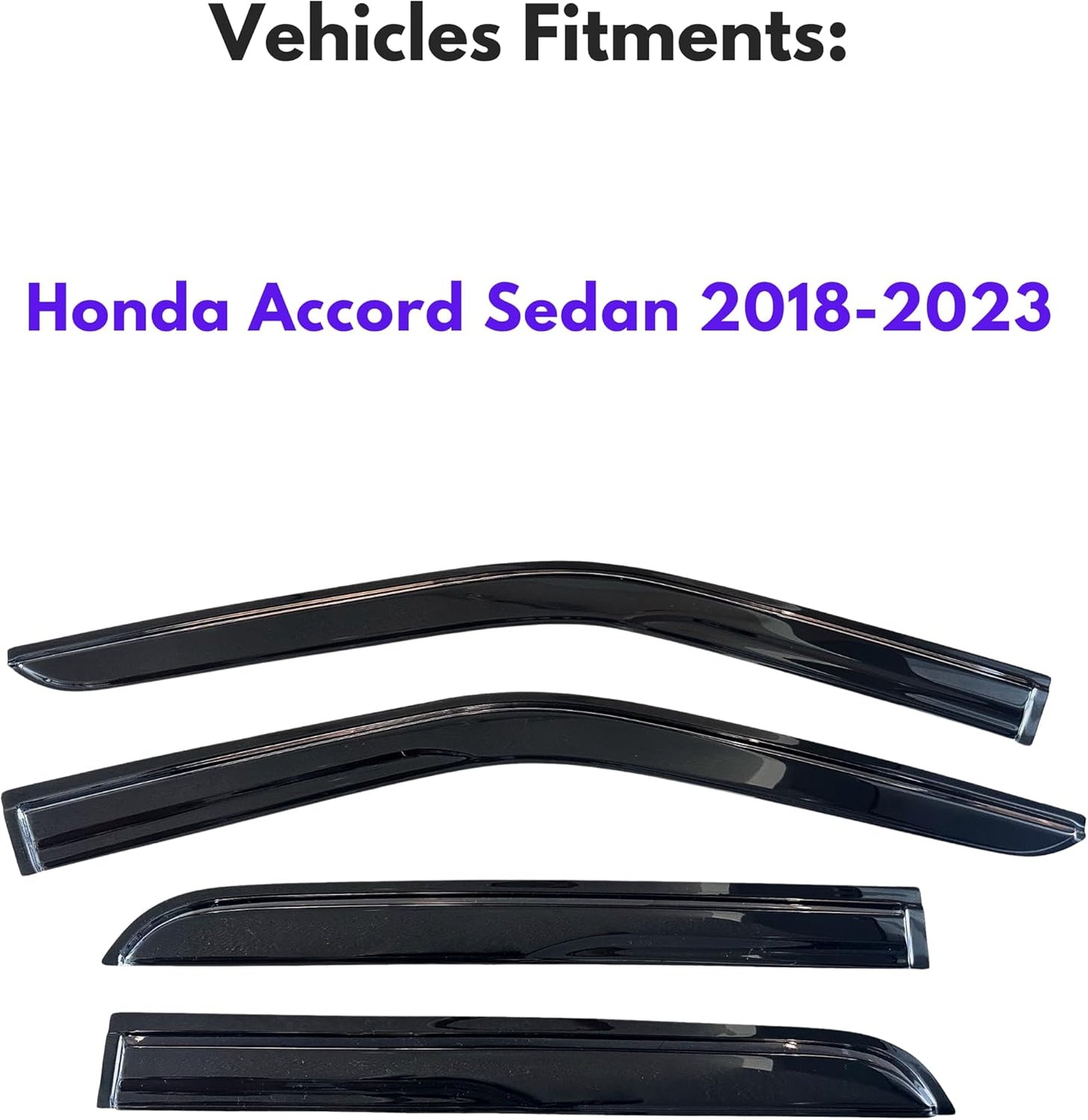 KPY Window Visor Compatible with Honda Accord Sedan 2018-2023, 4PC Rain Guard Side Window Vent Deflectors Tape-On Mugen Style, 2018 2019 2020 2021 2022 2023