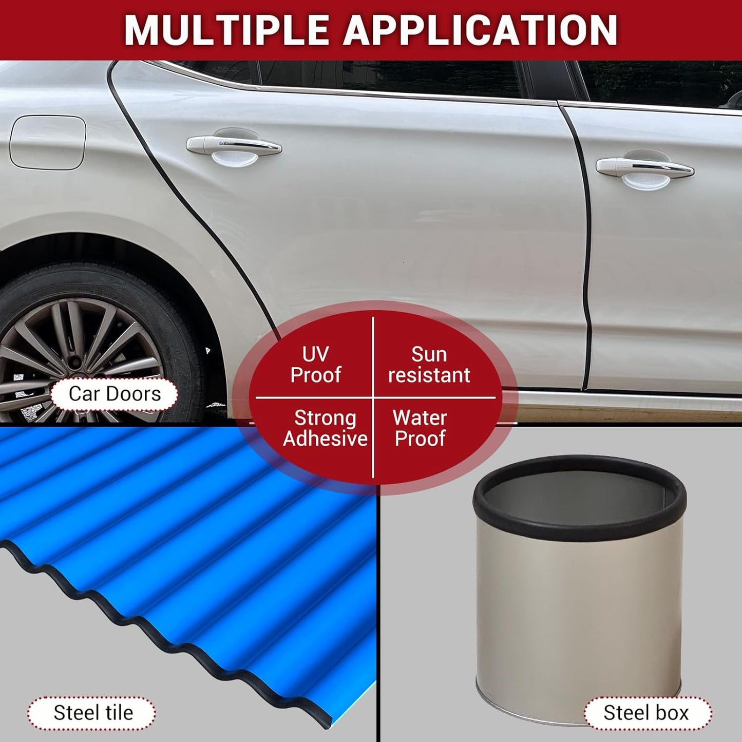 Rubber Edge Trim, 1/16" Self Adhesive Flexible U Channel Edge Protecter for Sheet Metal, Car Doors, U Shaped Sharp Edge Guards, Fit for 0-3/32" Width Edge, Black Color, 10Ft, EPDM Material