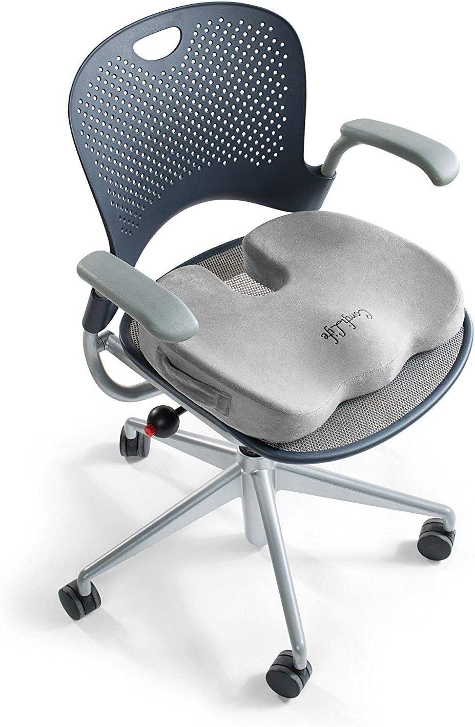 ComfiLife Premium Comfort Seat Cushion - Non-Slip Orthopedic 100% Memory Foam Coccyx Cushion for Tailbone Pain - Cushion for Office Chair Car Seat - Back Pain & Sciatica Relief (Gray)