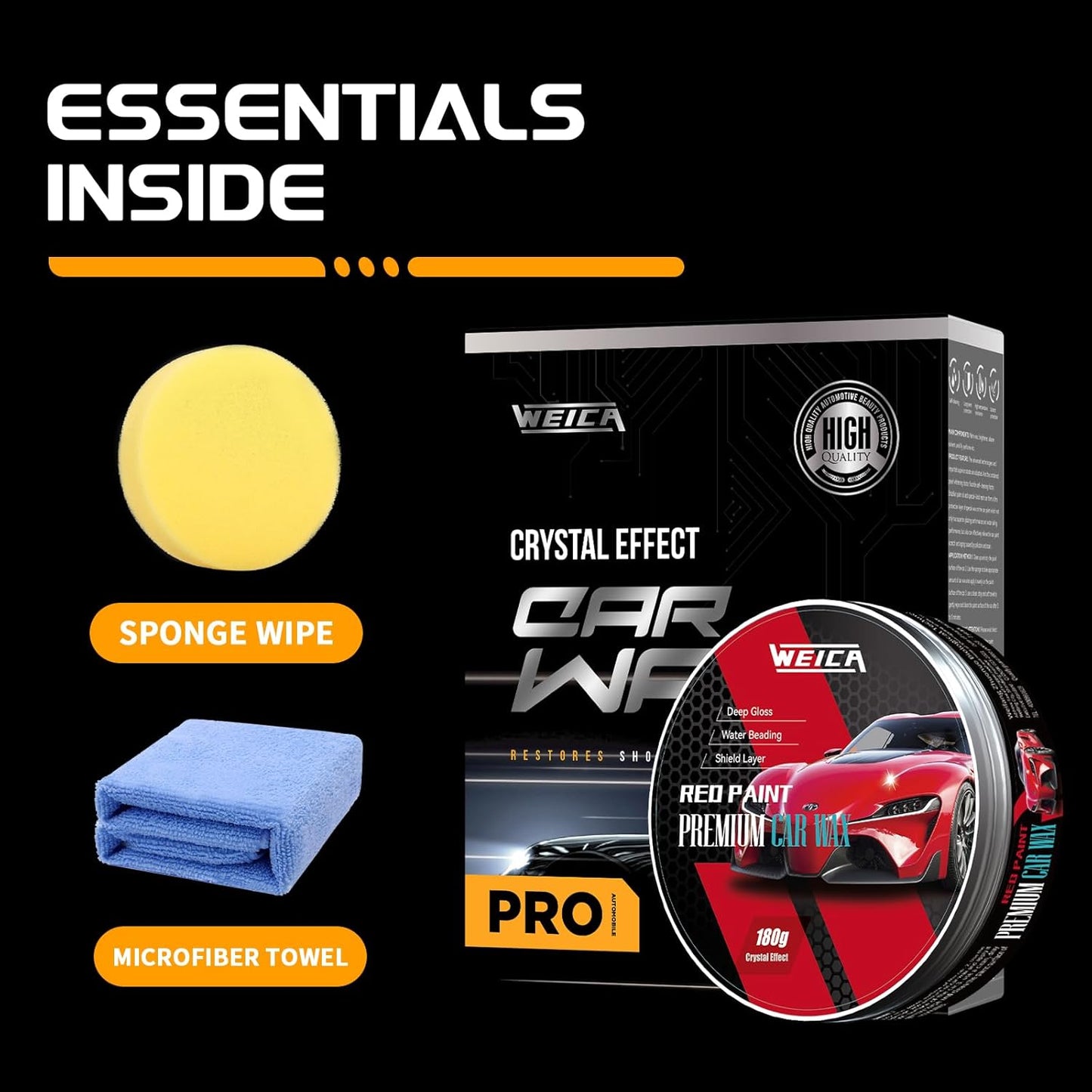 Car Wax for Red, Orange & Warm Color Paints | Sun Fade Defender & Metallic Pop | 180g Paste