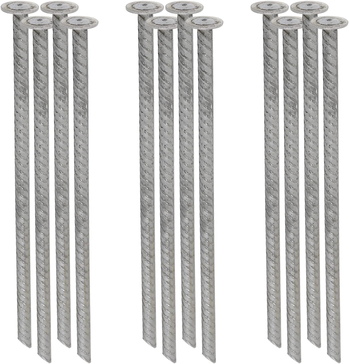 SmartSign Rebar Spikes - Pack of 12, Length 14", Diameter 1/2", Heavy Duty Metal Rebar Stakes for 6ft Parking Curbs/Wheel Stop/Speed Bump, Silver