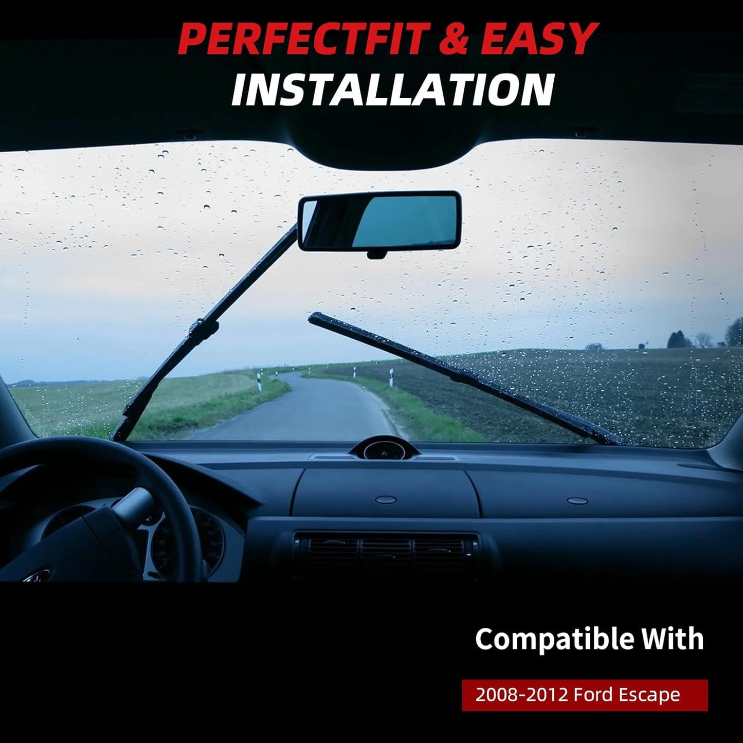 OTUAYAUTO Windshield Wiper Blades - Replacement for Ford Escape 2008-2012, Original Factory Quality Front and Rear Wiper Blade - Pinch Tab 20"+20"+12"(Pack of 3)