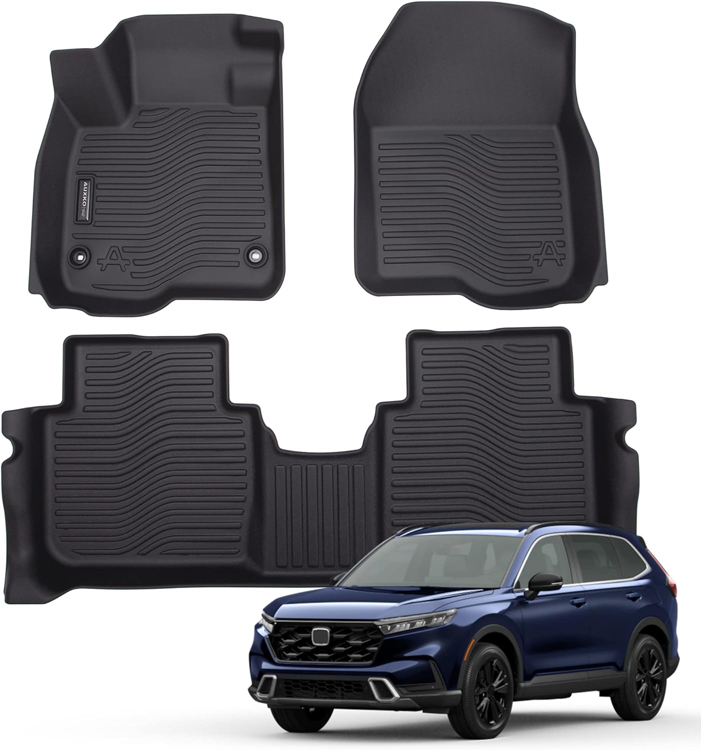 Auxko All Weather Floor Mats Fits for Honda CR-V 2023 2024 2025 2026 (Include Hybrid) TPE Rubber Liners Accessory for Honda CRV 2023 2024 2025 2026 Odorless Anti-Slip Mats Black