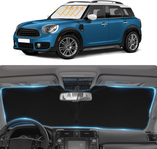 Sun Shade for 2017-2024 2025 Mini Countryman Cooper F60 SUV Windshield Sunshade Accessories 2-Layer Car Sun Shield Sun Visor Window Shade Blocks UV Rays Car Accessories
