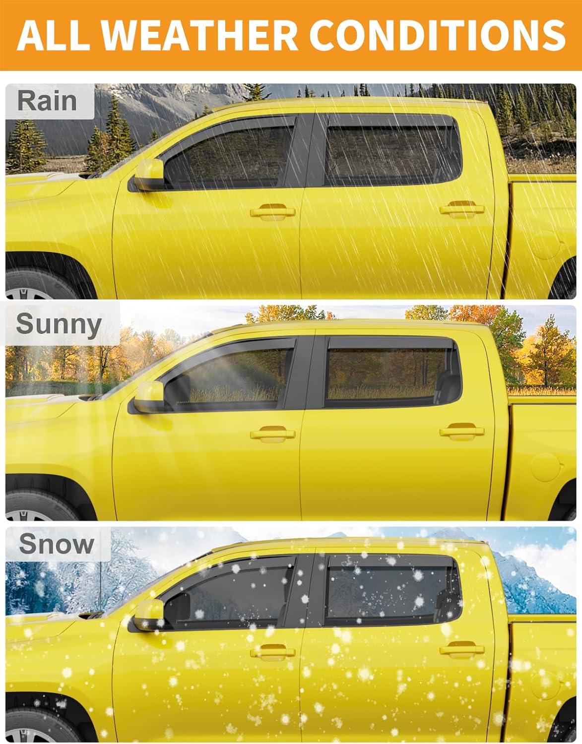 in-Channel Window Rain Guards Fit for 2007-2021 Toyota Tundra CrewMax Truck Extra Durable Window Deflectors Vent Visors Shades Car Accessories Visors Rain Guards -4 pcs