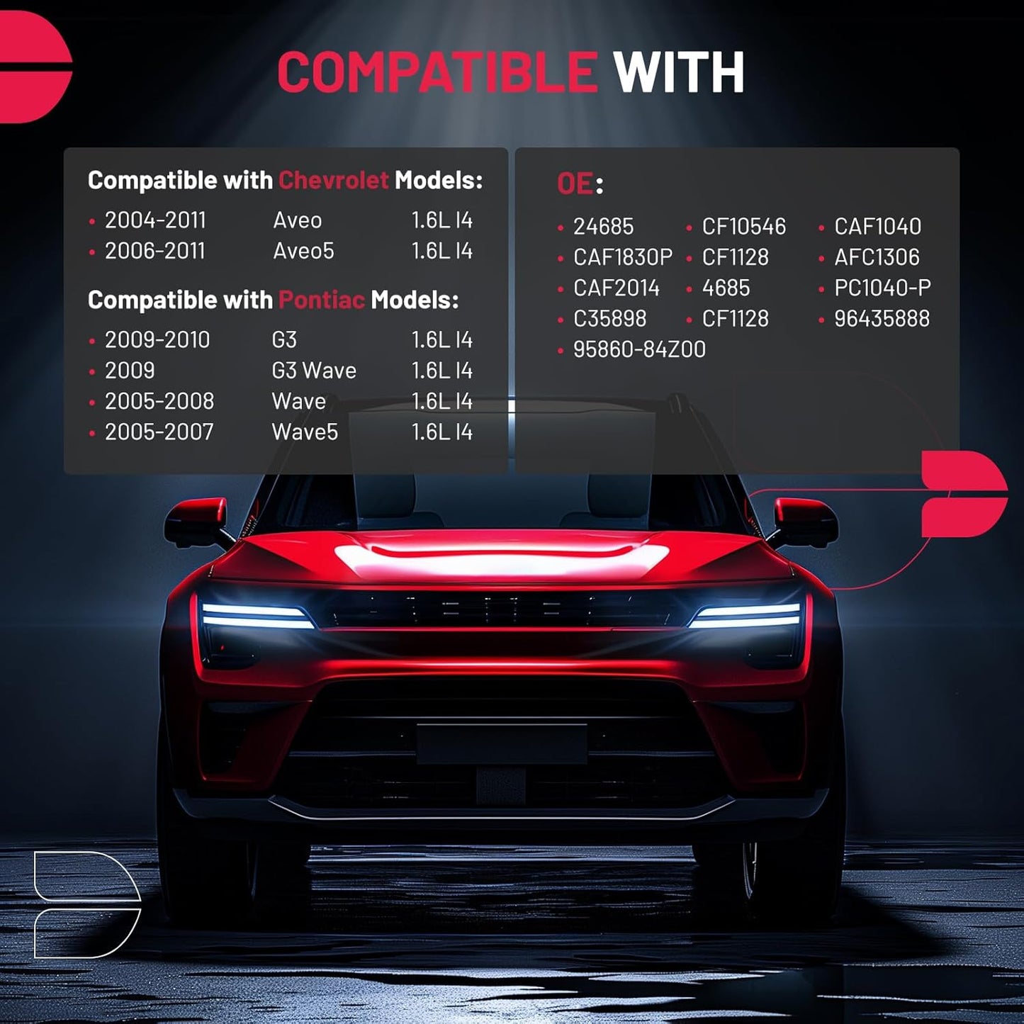 BDFHYK CF10546 Cabin Air Filter with Activated Carbon Compatible with Chevy 2004-2011 Aveo, 2006-2011 Aveo5, Compatible with Pontiac 2009-2010 G3, 2009 G3 Wave, 2005-2008 Wave, 2005-2007 Wave5