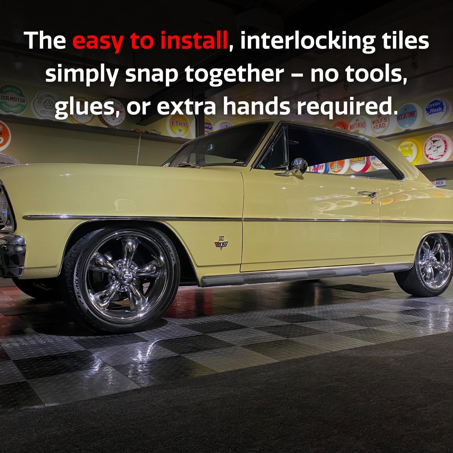 Big Floors RaceDeck CircleTrac, Interlocking Non-Slip Garage Flooring Tile, Durable, Modular, Heavy-Duty Copolymer, Easy Install (Orange, 12 Pack of 12 x 12" Tiles)