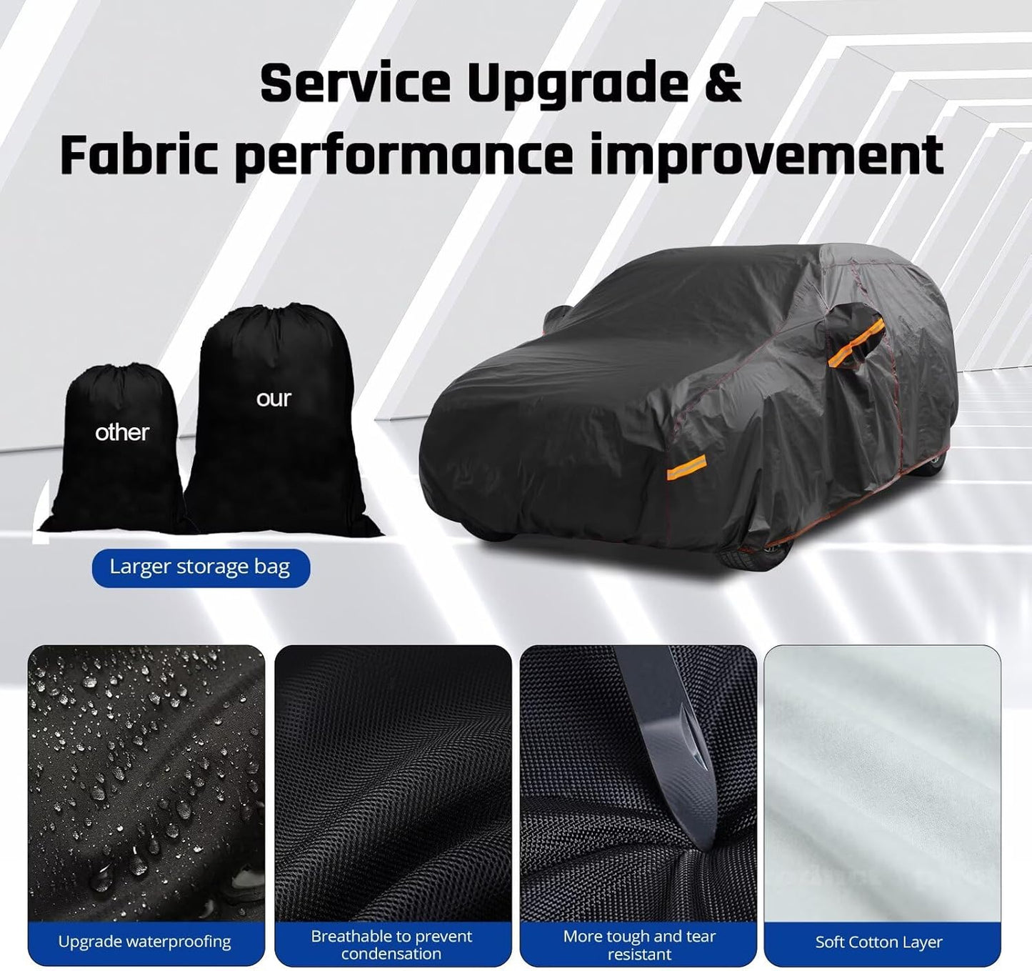 6 Layer Heavy Duty SUV Car Cover Waterproof All Weather Protection with Cotton Liner, Universal Fit Nissan Kicks, Subaru Crosstrek, Jeep Compass Liberty, Kia Soul Sportage