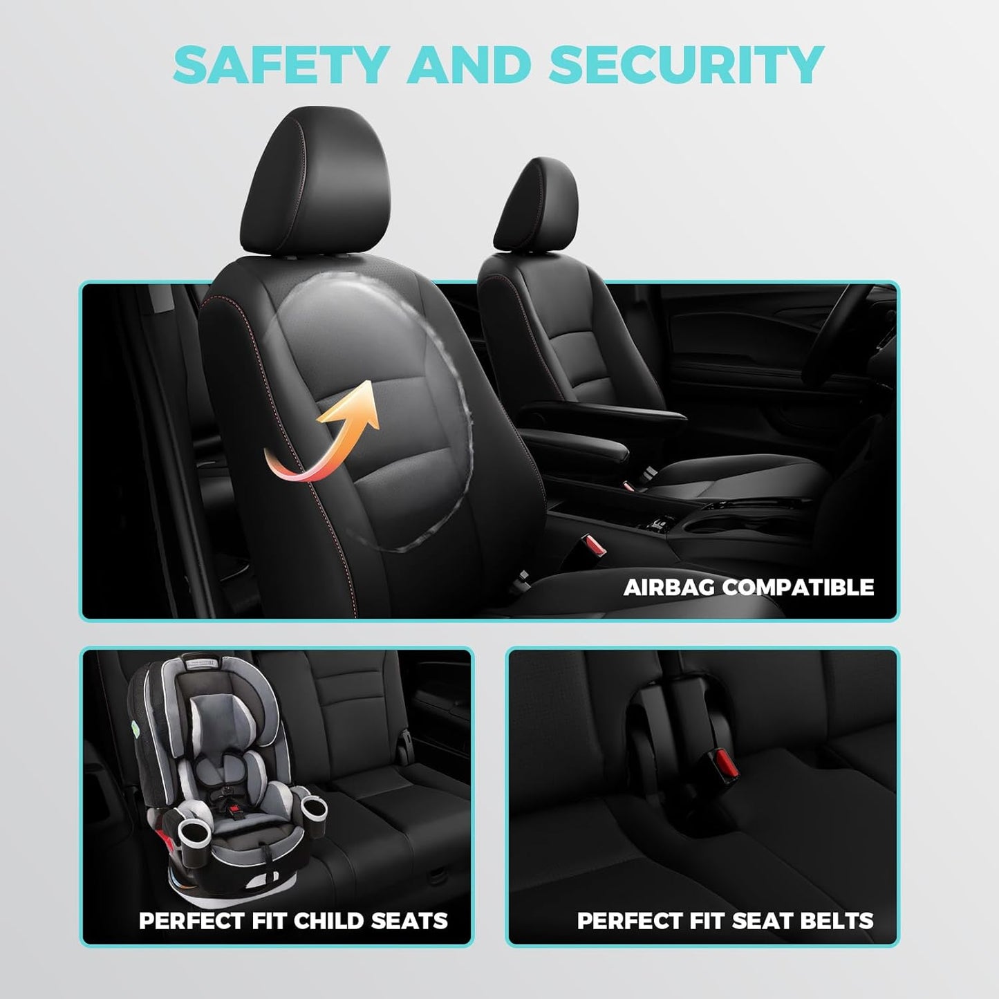 for Honda Pilot Seat Covers, Car Seat Protectors Full Set Custom Fit Pilot Elite,Black Edition 2016 2017 2018 2019 2020 2021 2022-7 Seats, Faux Leather Full Coverage Waterproof, Black Red