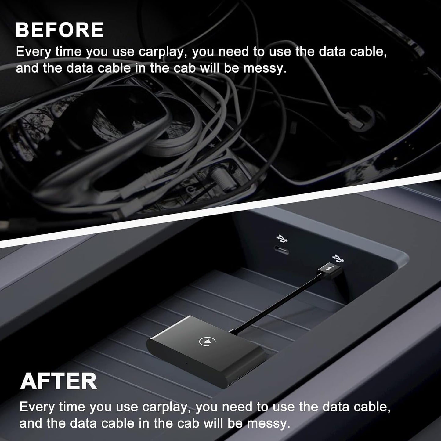 Wireless CarPlay Adapter, 2024 Upgrade CarPlay Wireless Adapter for OEM Wired CarPlay Cars, Fastest and Most Stylish Dongle, Convert OEM Wired to Wireless CarPlay, Plug & Play