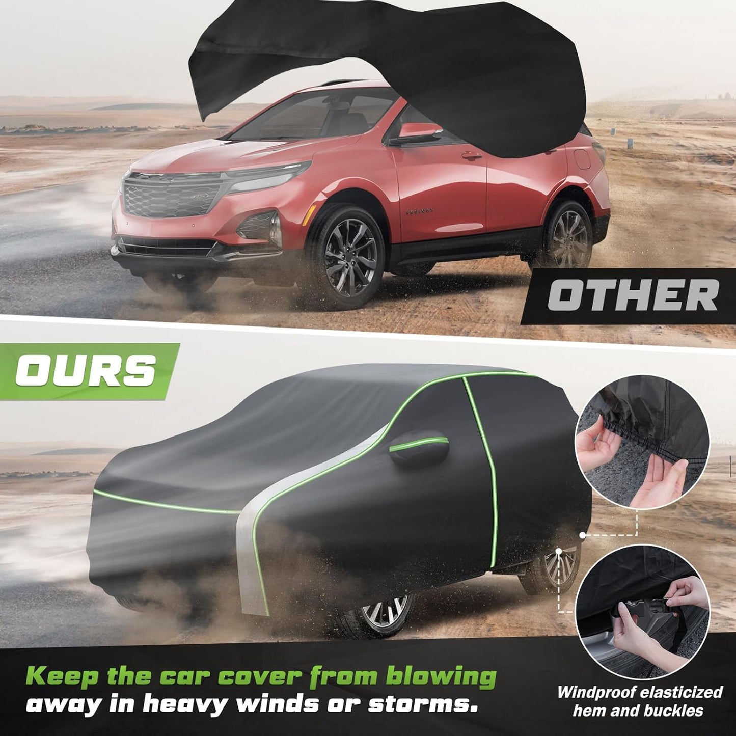 Mixsuper Liner Car Cover for Chevrolet Equinox/GMC Terrain 2005-2026, 7 Layers Full Car Cover All Weather Car Covers for Chevy Equinox, Waterproof Outdoor Cover with Zipper Door Reflective Strips