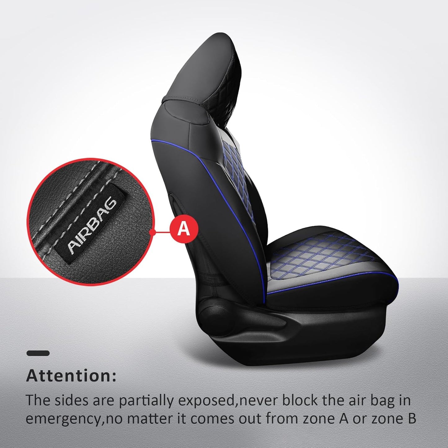 MIROZO Rav4 Seat Covers Full Set,Faux Leather Car Seat Covers Compatible with 2019-2025 Toyota RAV4 Hybrid LE XLE Limited Seat Cover RAV4 Hybrid(Black and Blue,Non XSE&2022-2025 SE Hybrid)