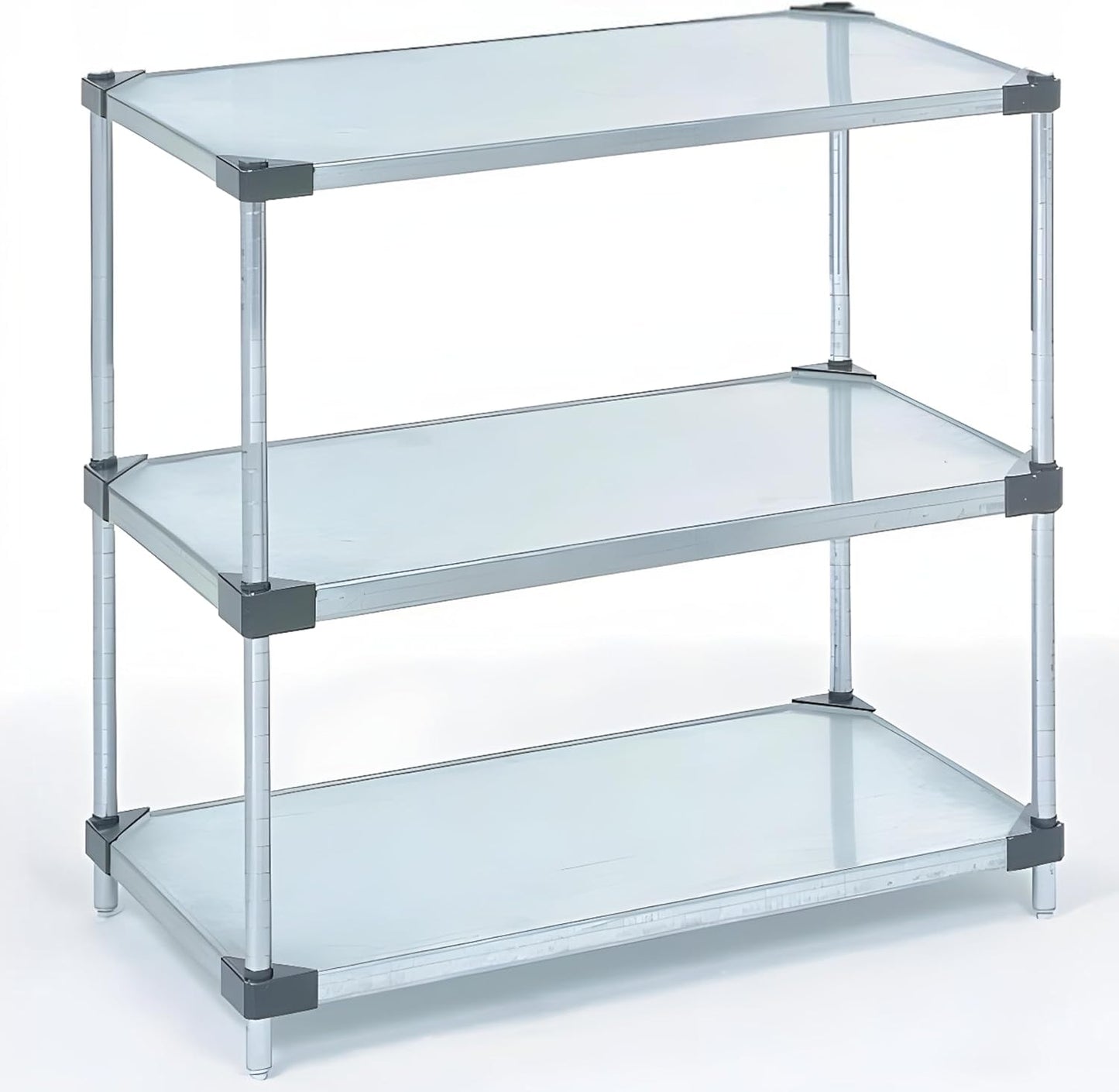 Omega 3-Tier Solid Galvanized Shelves, 18" Deep x 60" Wide x 34" HighHeavy Duty Storage Rack, Shelving Unit, NSF Certified, Ideal for Kitchen Garage Office Restaurant Warehouse 800-lb Capacity