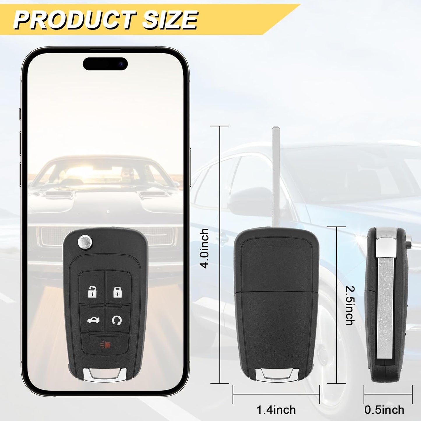 Key Fob Replacement for 2014-2019 Buick Encore/ 10-12 Allure/ 10-16 Lacrosse/ 11-17 Regal/ 12-17 Verano/ 10-19 Chevy Equinox Camaro/ 11-16 Cruze Malibu/ 14-19 Impala/ 12-17 Sonic Keyless,2Pcs