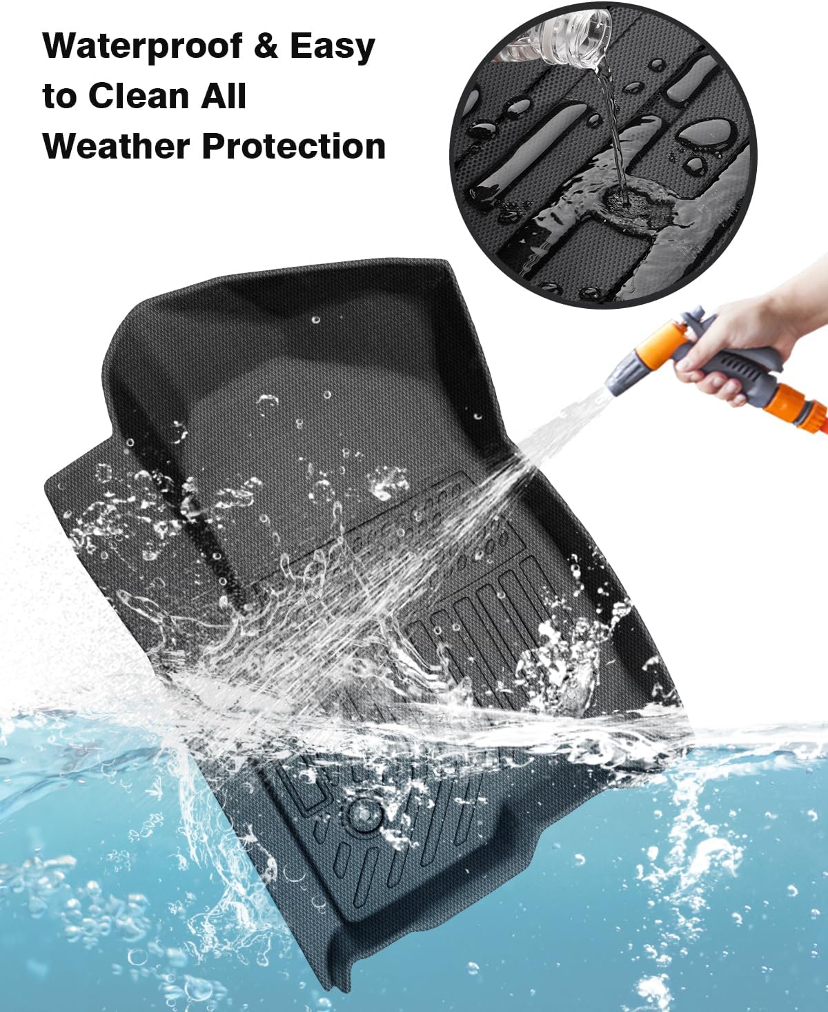 Powerty Floor Mats & Cargo Liner for 2021-2024 2025 Chevy Chevrolet Suburban/GMC Yukon XL 8 Seats Accessories Floor Mats 2 Row Liner Set All Weather TPE 3D Floor Liners&Rear Cargo Mat