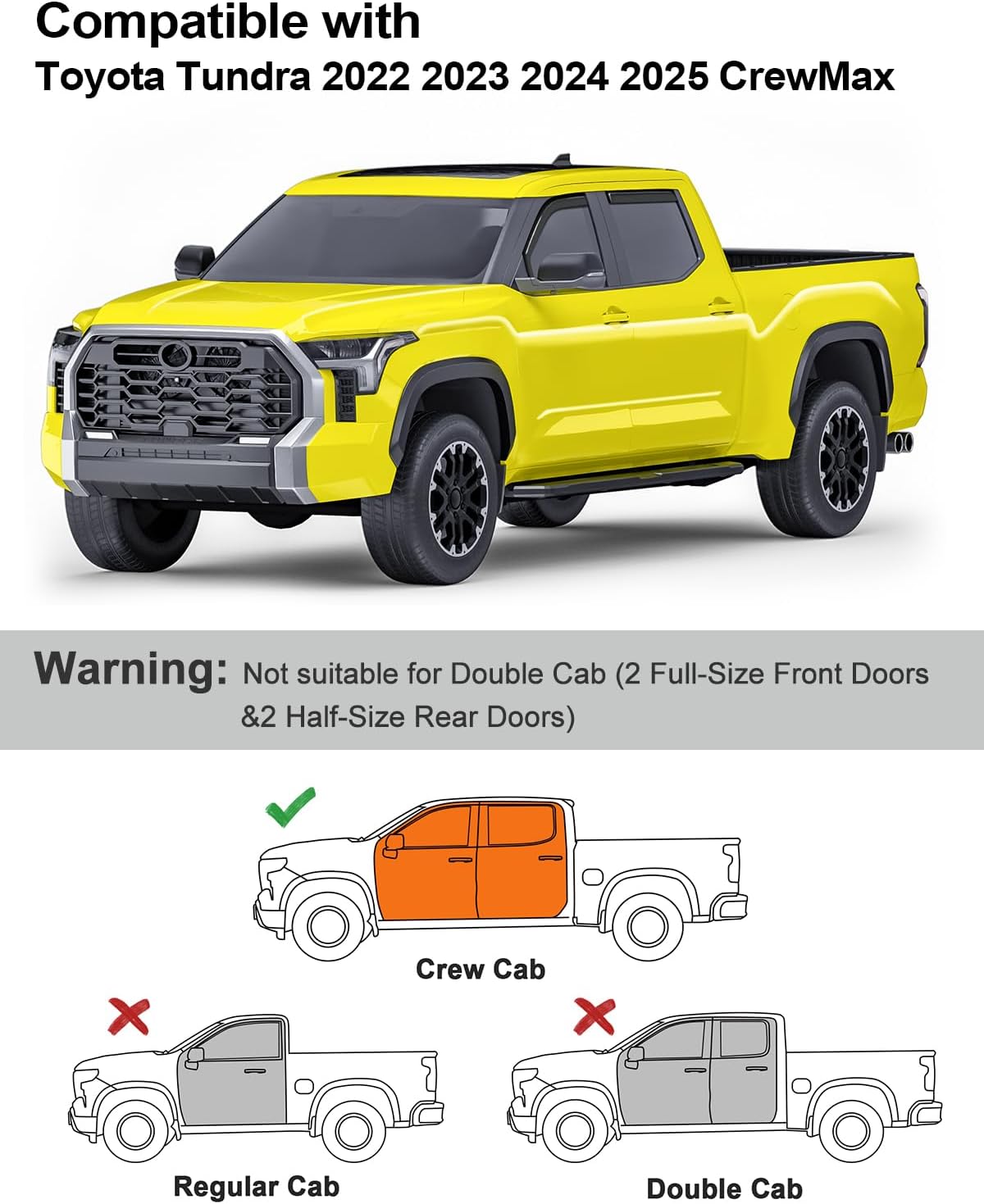 in-Channel Window Rain Guards Fit for Truck Toyota Tundra 2022 2023 2024 2025 CrewMax, Extra Durable Window Deflectors Vent Visors Shades Exterior Car Accessories Visors Rain Guards