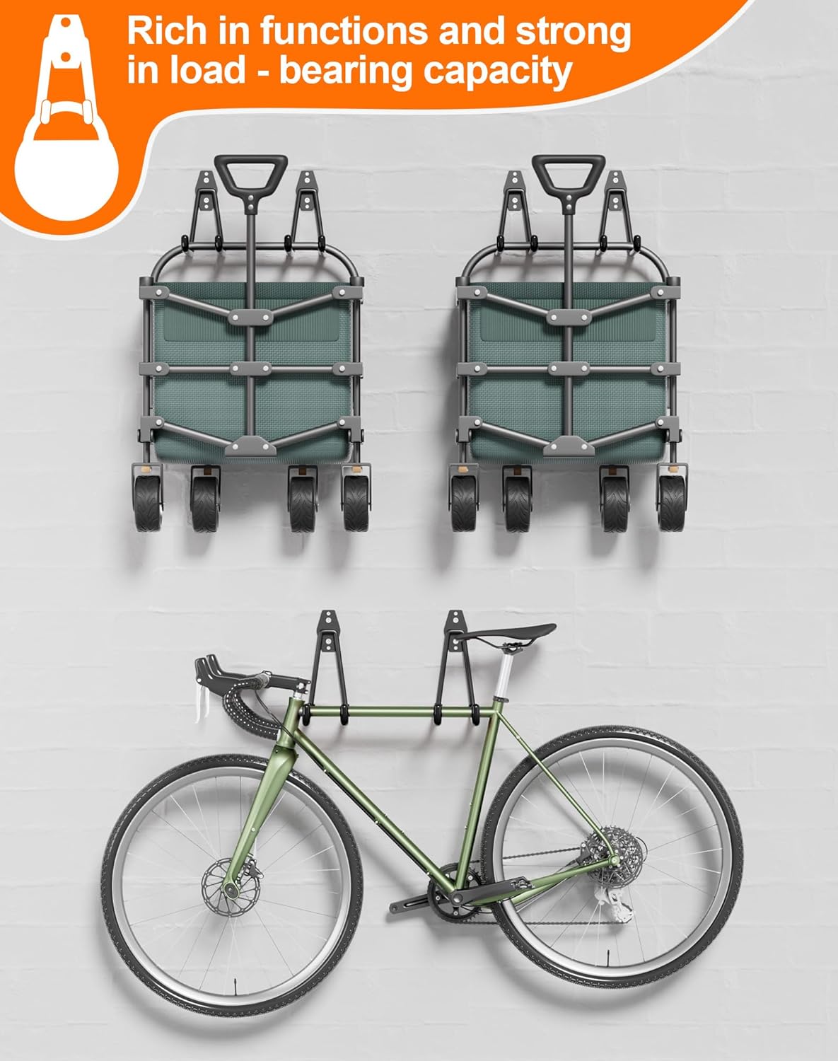 QcoQce 12 Pack Garage Hooks Heavy Duty, Wall Mount Utility Hooks with Extension Cord Straps, Anti-Slip Coating for Bike, Ladder, Hose, Garage Organization, Includes Screws (Black)