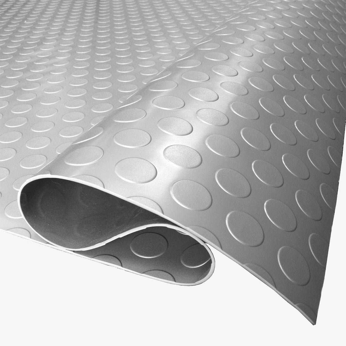 IncStores 2.5mm Thick Commercial-Grade Nitro Roll Garage Floor Mat | Flexible Vinyl Floor Mat for a Stronger and Safer Garage, Workshop, or Trailer | Coin-Top, Stainless Steel, 7.5' x 50'