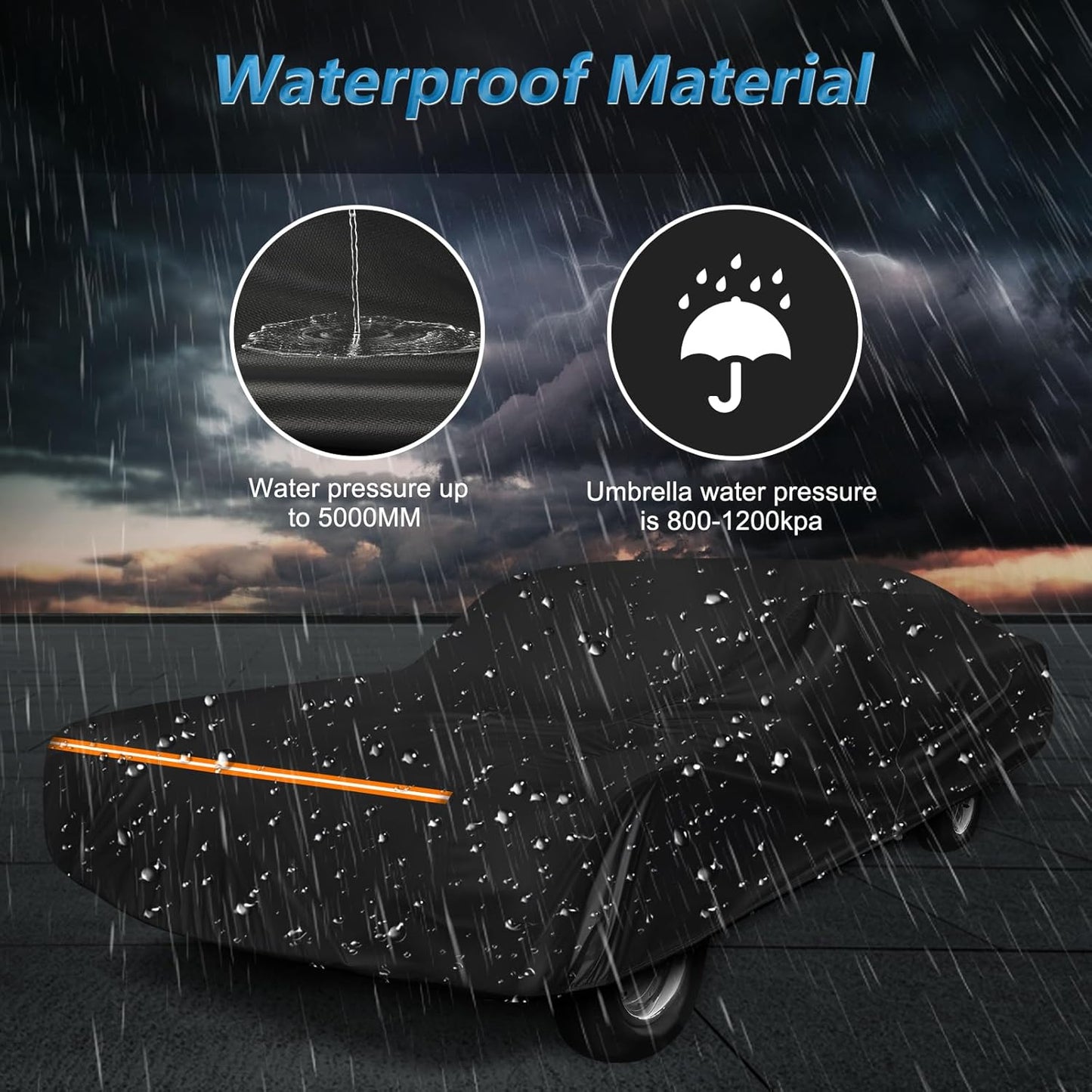 Car Cover for Chevy Caprice 2/4 Door Biscayne/Coupe/Sedan 1966-1996, Waterproof 210D Oxford Cloth and Cotton Cover Outdoor Full Car Covers with Zipper Windproof Heavy Duty All Weather Protection