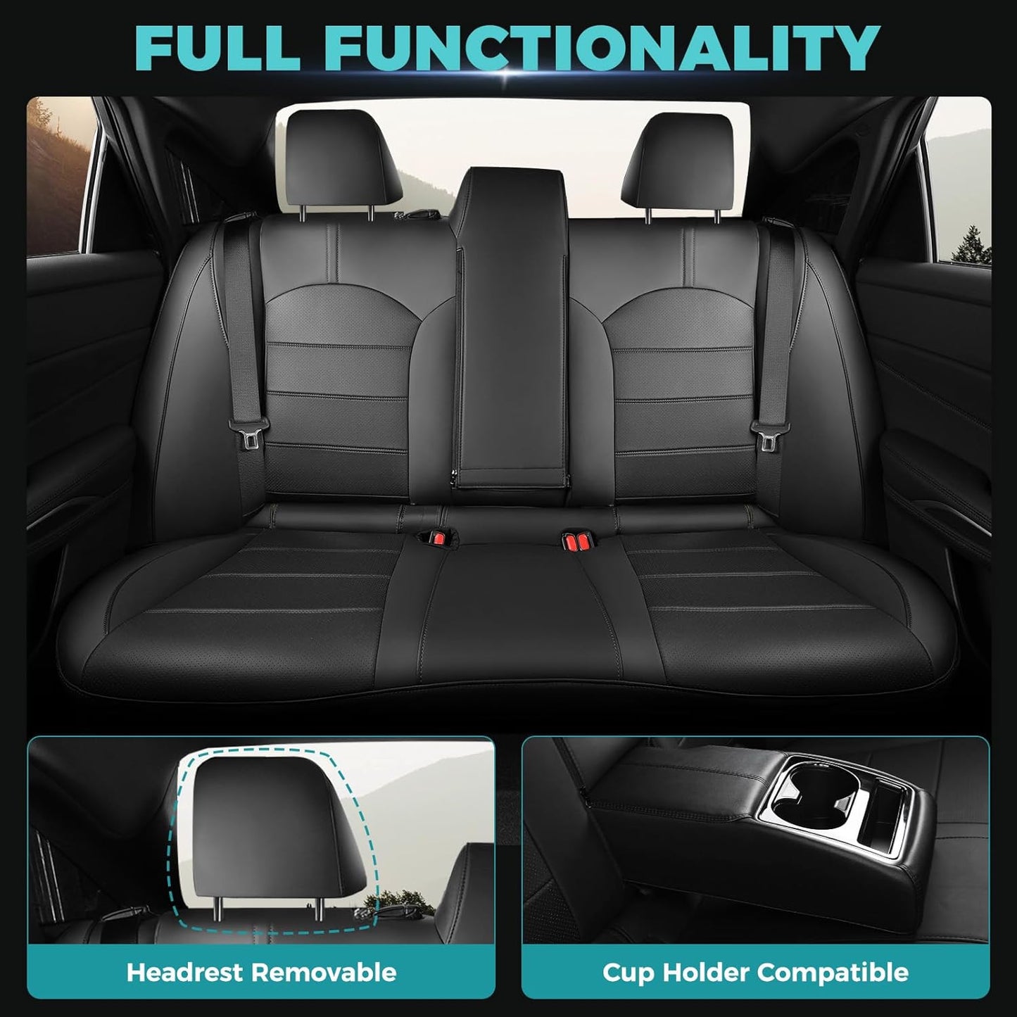 for Toyota Camry Seat Covers Hybrid XLE XSE 2018 2019 2020 2021 2022 2023 2024 - Custom Car Seat Covers Full Set, Leather Seat Cover for Cars, Waterproof Breathable Cushion Protectors, Black