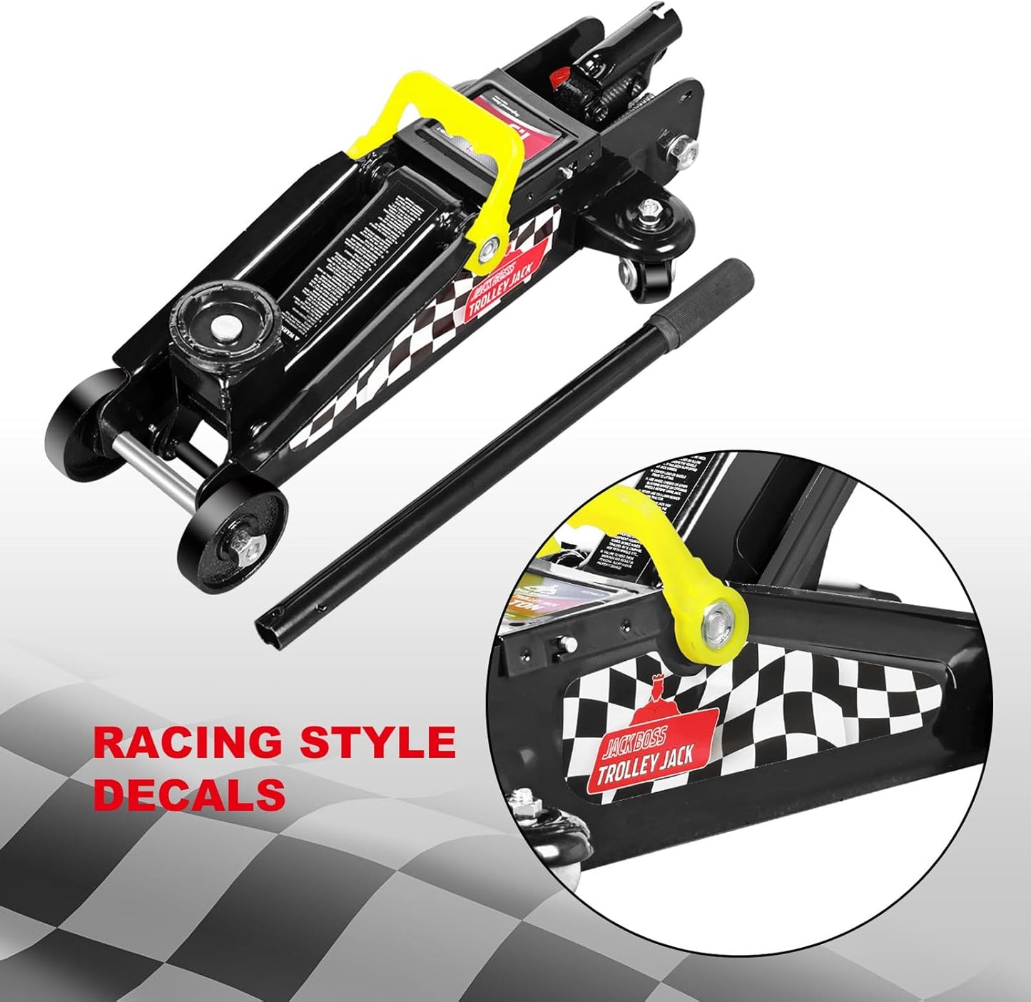 Floor Jack 1.5 Ton (3,000 LBs) Hydraulic Car Jack, Lifting Range from 5.1 Inch to 12.6 Inch, Fits Sedans Automotive Black