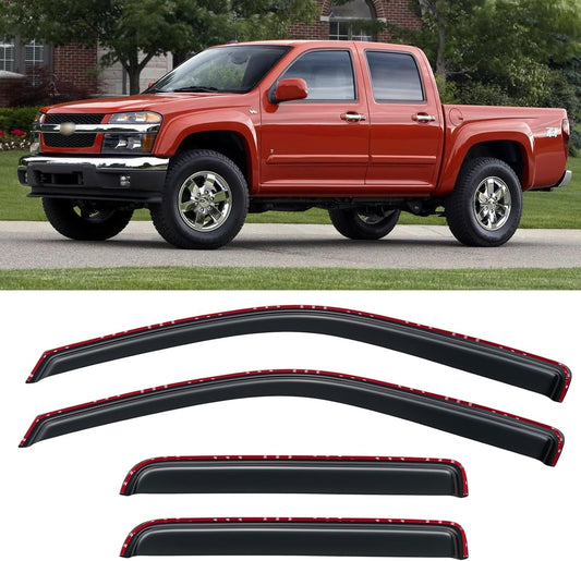 in-Channel Window Visors Rain Guards Shield for 2004-2012 Chevy Colorado, Window Vent Wind Deflectors Visors Shades for 2004-2012 GMC Canyon Crew Cab