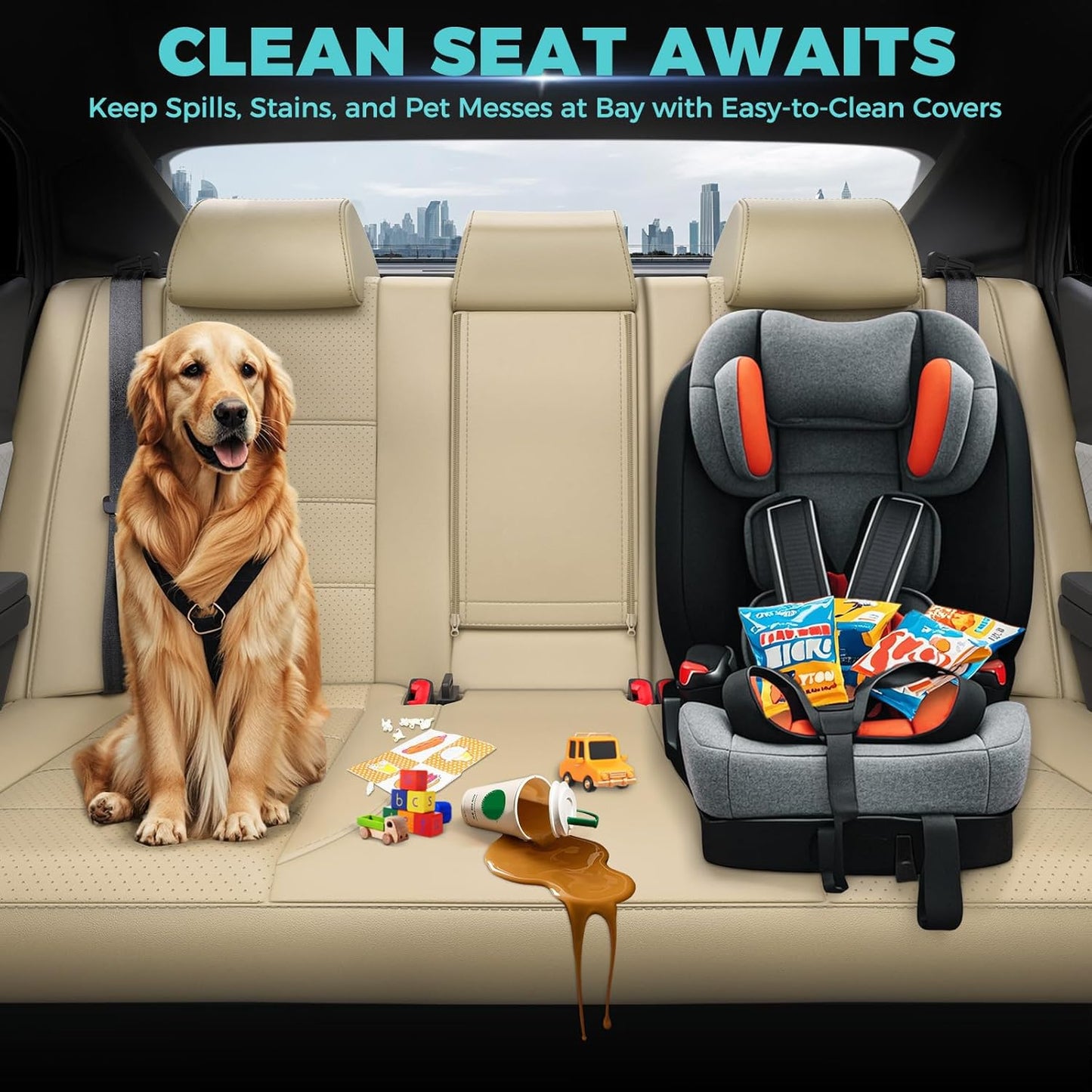 for Toyota Camry Seat Covers LE SE 2025 - Custom Fit Car Seat Covers Full Set, Leather Seat Covers for Cars, Waterproof Car Seat Cover, Beige