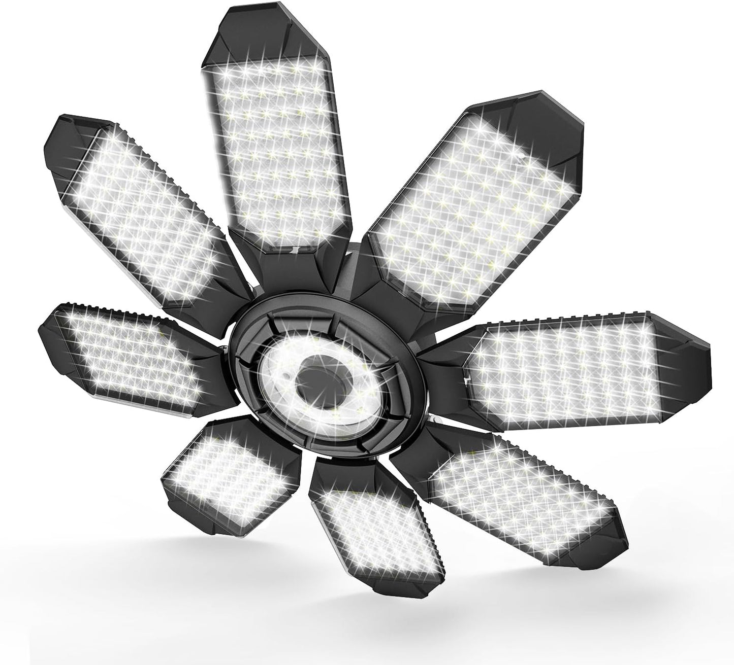 Led Garage Light - 20000LM Super Bright 6500K Garage Lights Ceiling Led w/ 8 Adjustable Panels Garage Shop Light Compatible for E26/E27 Socket Applicable for Workshop Barn Warehouse Attic