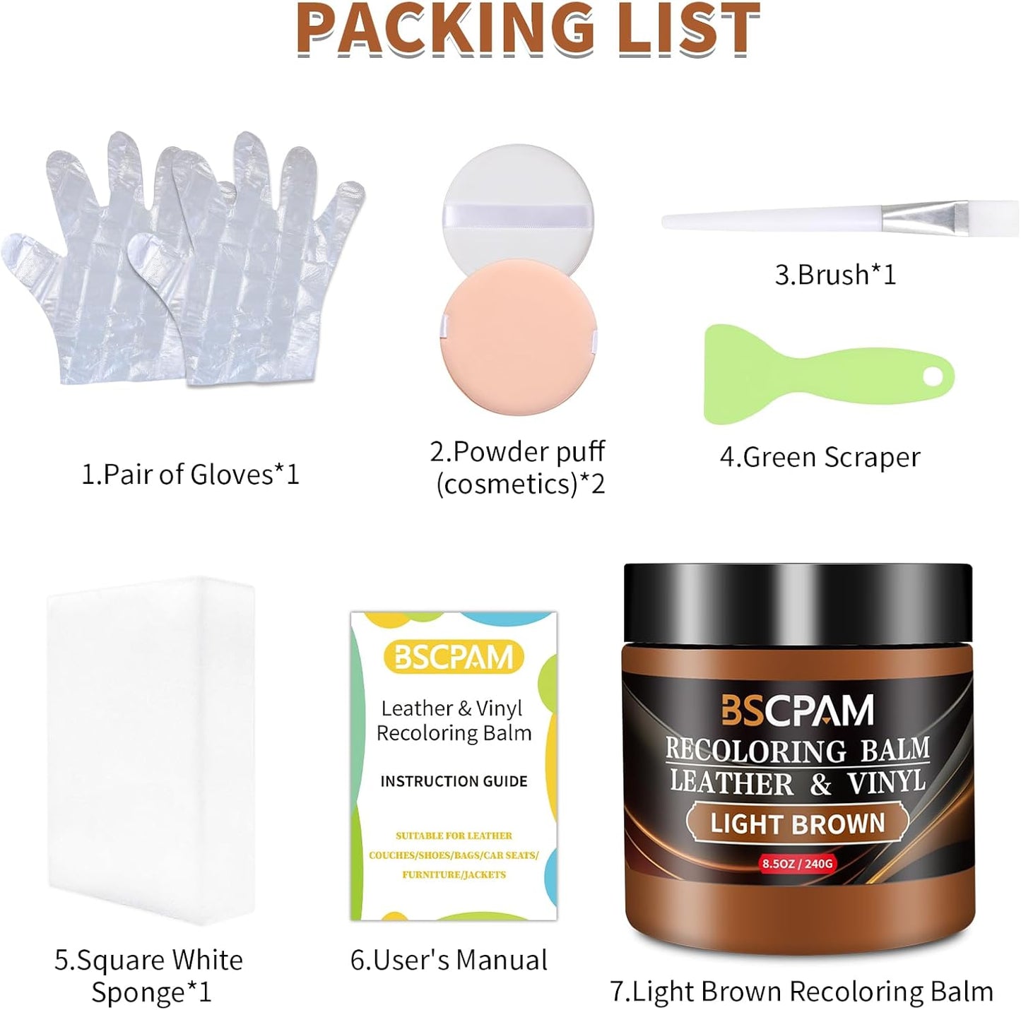 Light Brown Leather Recoloring Balm,Leather Couch Scratch/Stain Remover,Leather Repair kit for Vinyl Furniture and Car Interior,Leather Dye Paint for Scratched and Faded Leather Couches