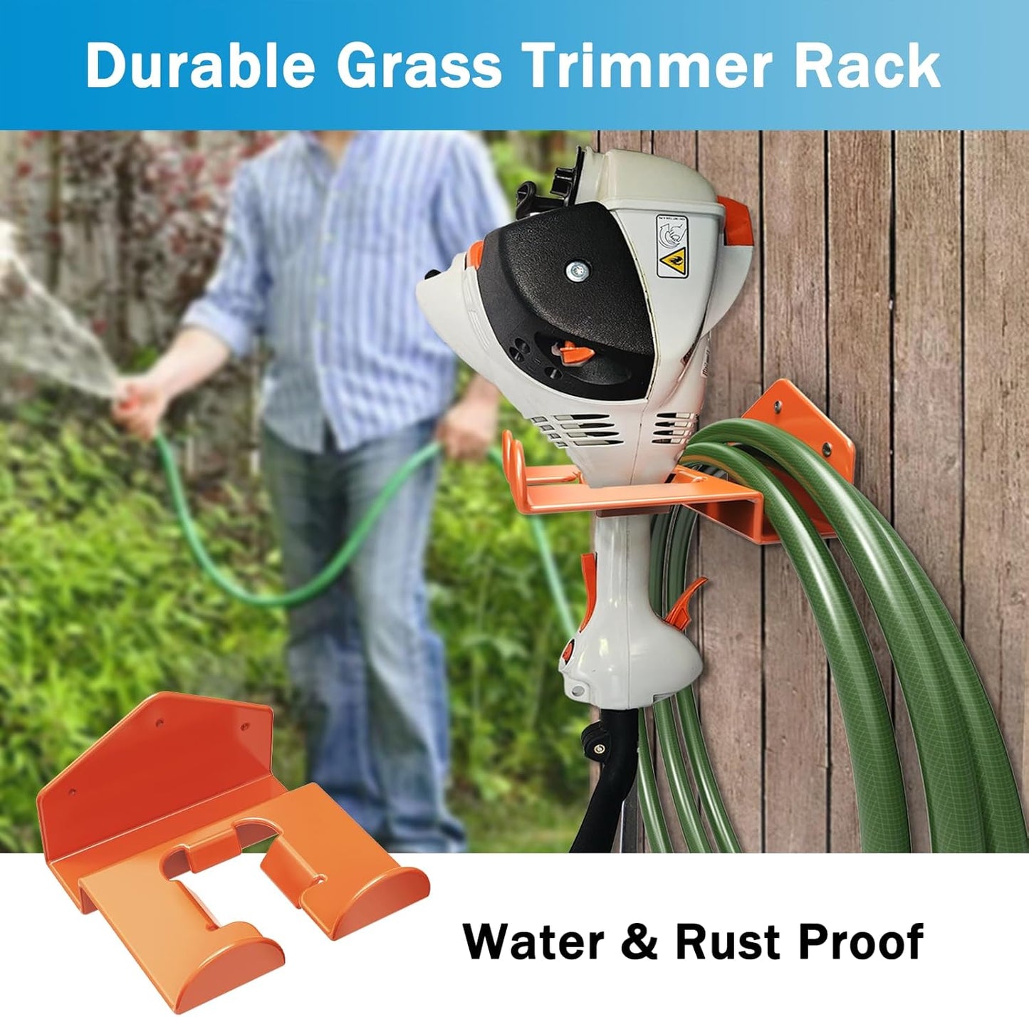 Weedeater Hanger Wall Mount Garage Organizer Trimmer Rack for Garage Wall, String Trimmer Hanger Heavy Duty Weed Wacker Hooks 2 Pack