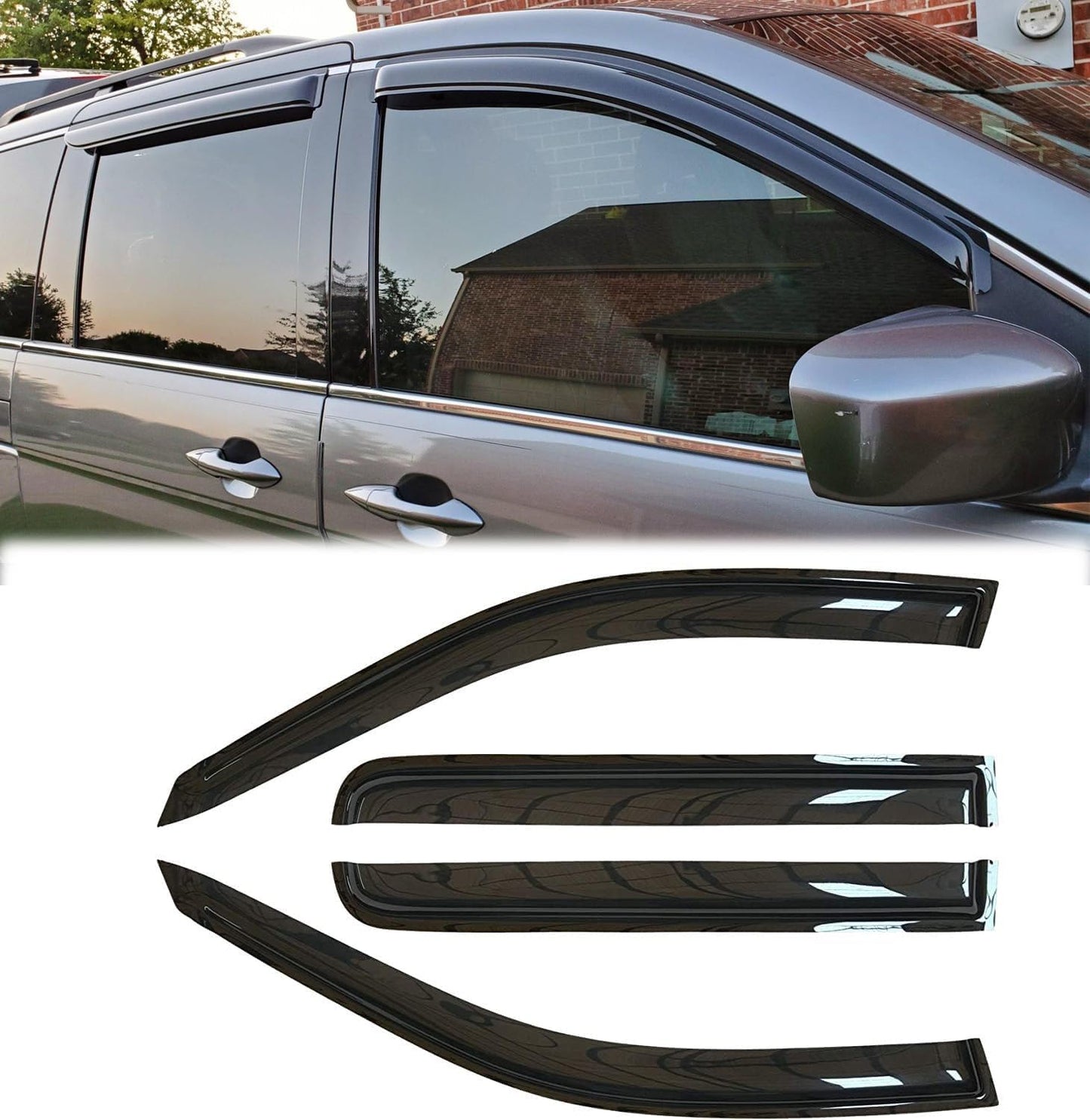 94452 Sunproof Waterproof Side Window Wind Deflector, 4pcs Protective Replacements Rain Guards Set, Window Visor fit for 2018-2024 Honda Odyssey