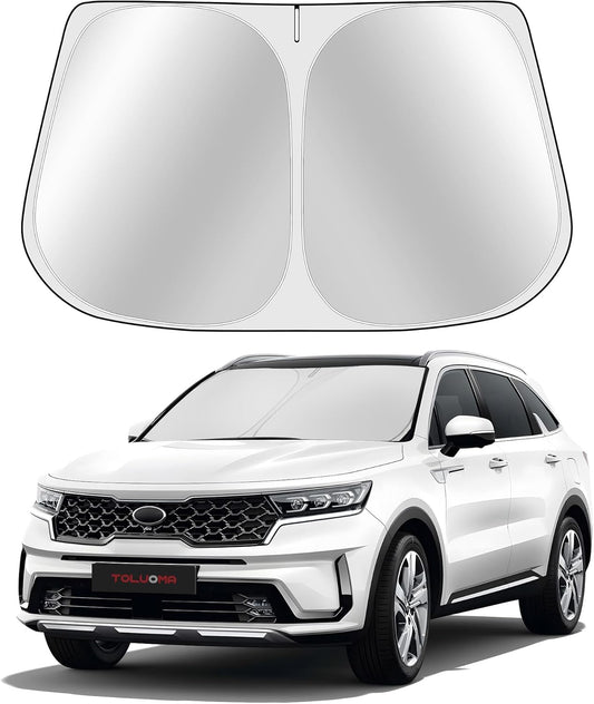 Custom Fit Windshield Sun Shade for Kia Sorento 2021-2025 - Full Coverage, 210T Reflective Fabric, Double-Layer Design - Blocks 99% UV Rays, Keeps Car Cool, Easy to Install and Store