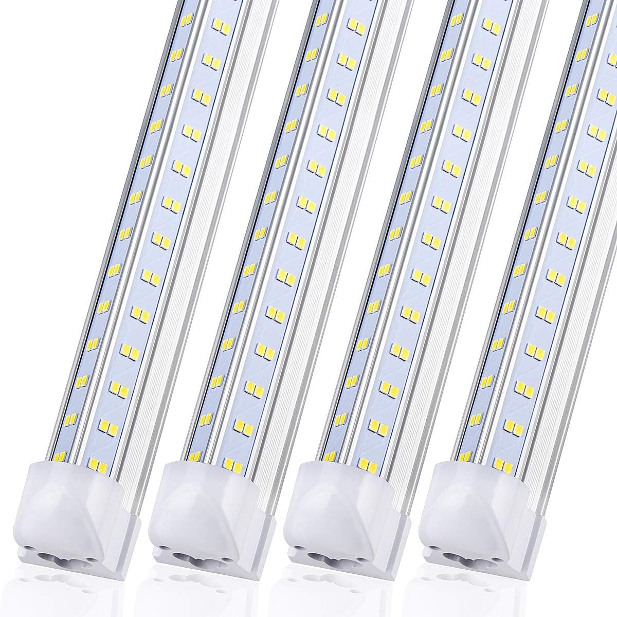 4 Pack,Led Shop Lights, 4FT Led Shop Light,60W 5000K 9500LM Clear White,Led Shop Light 4FT 110V Linkable Integrated V-Shape for Shop Garage,Warehouse,