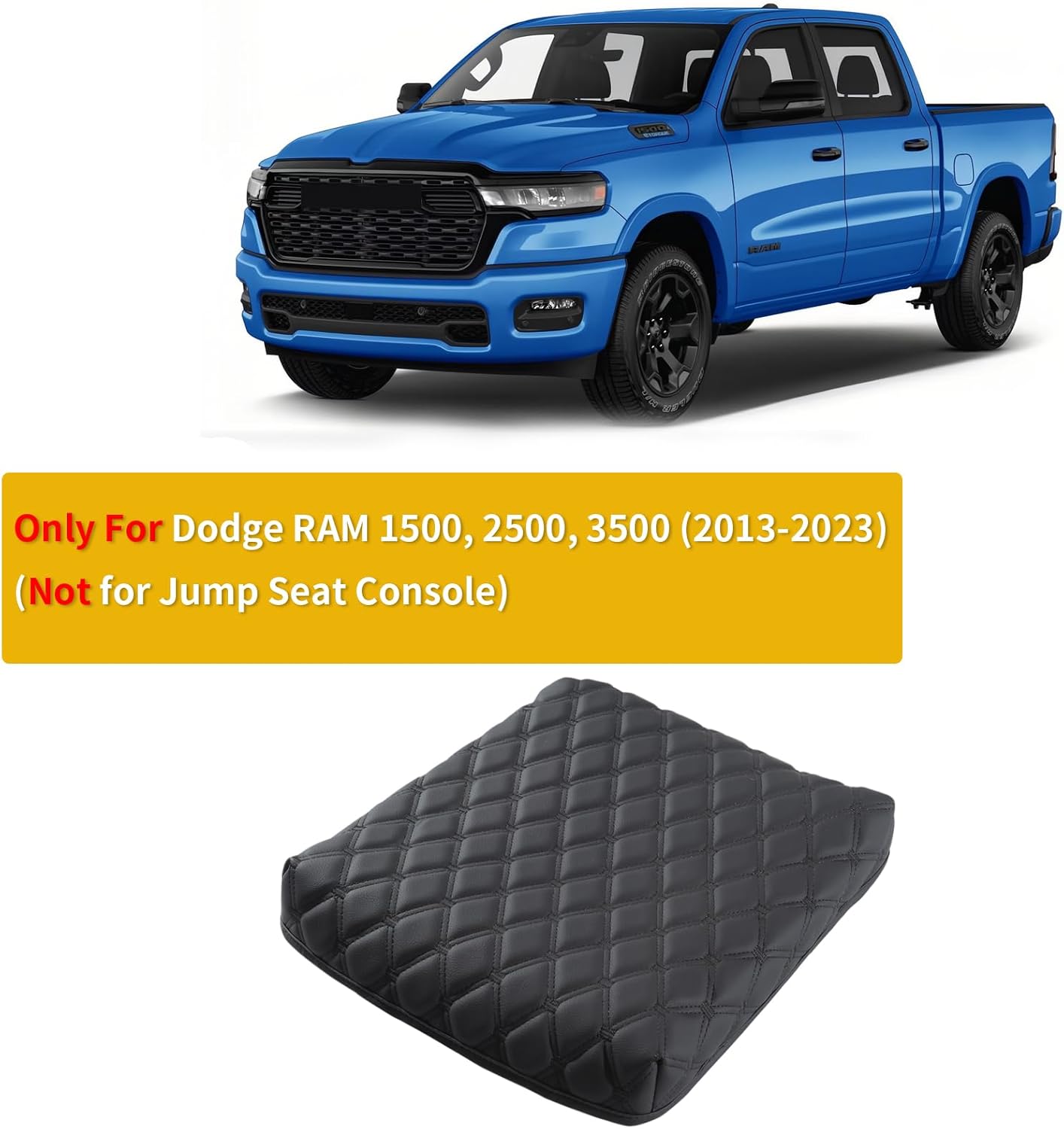 GIANT PANDA Custom Fit Center Console Cover for Dodge RAM 1500,2500,3500,2013-2023 with Bucket Console- Waterproof Faux Leather Armrest Center Cover - Full Protection-Black