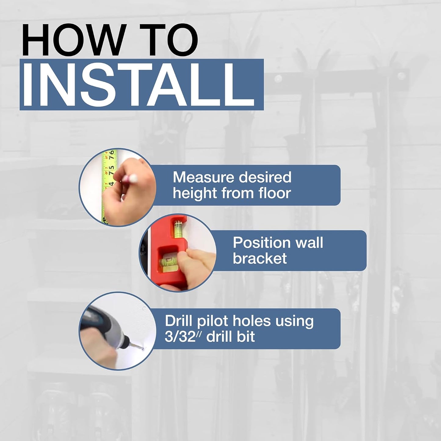 StoreYourBoard Ski Wall Storage Rack – Ski Rack Wall Mount Holds 8 Pairs, Heavy-Duty Steel Ski Holders for Wall, Space-Saving Ski Rack for Garage & Home, Holds Up to 200 lbs