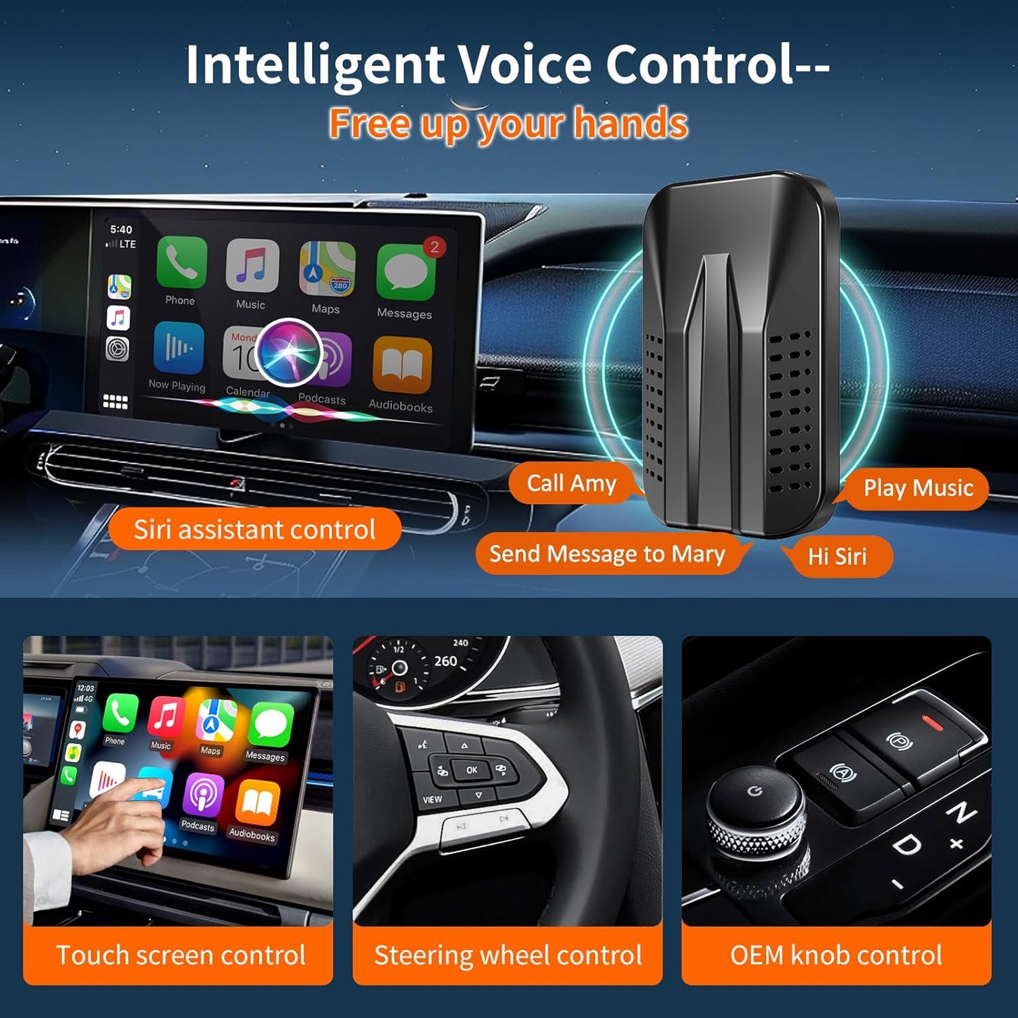 Wireless Carplay & Android Auto Adapter, 2025 Upgrade Carplay Ai Box Support Netflix/YouTube/TikTok/TF Card,Plug&Play, Mirror Link, Easy Setup, for Cars Equipped with OEM Wired CarPlay