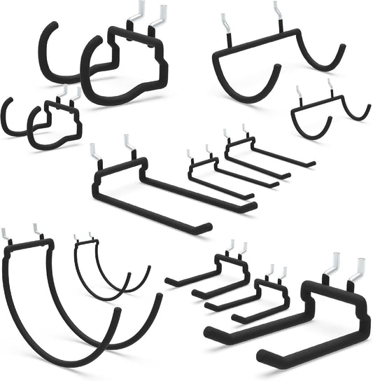 Heavy Duty Pegboard Hooks 12PC - Black Peg Board Hooks for Hanging Tools, Drill Holder, Only Fits 1/4" Peg Board, Ideal for garages, workshops, Craft Rooms, Retail Stores