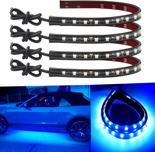 Keiurot 12V Led Light Strip 32CM Waterproof Light Strips for Cars Motorcycles Golf Cart Interior & Exterior Marine Boat Blue Led Strip 12V 5050 18SMD,Pack of 4