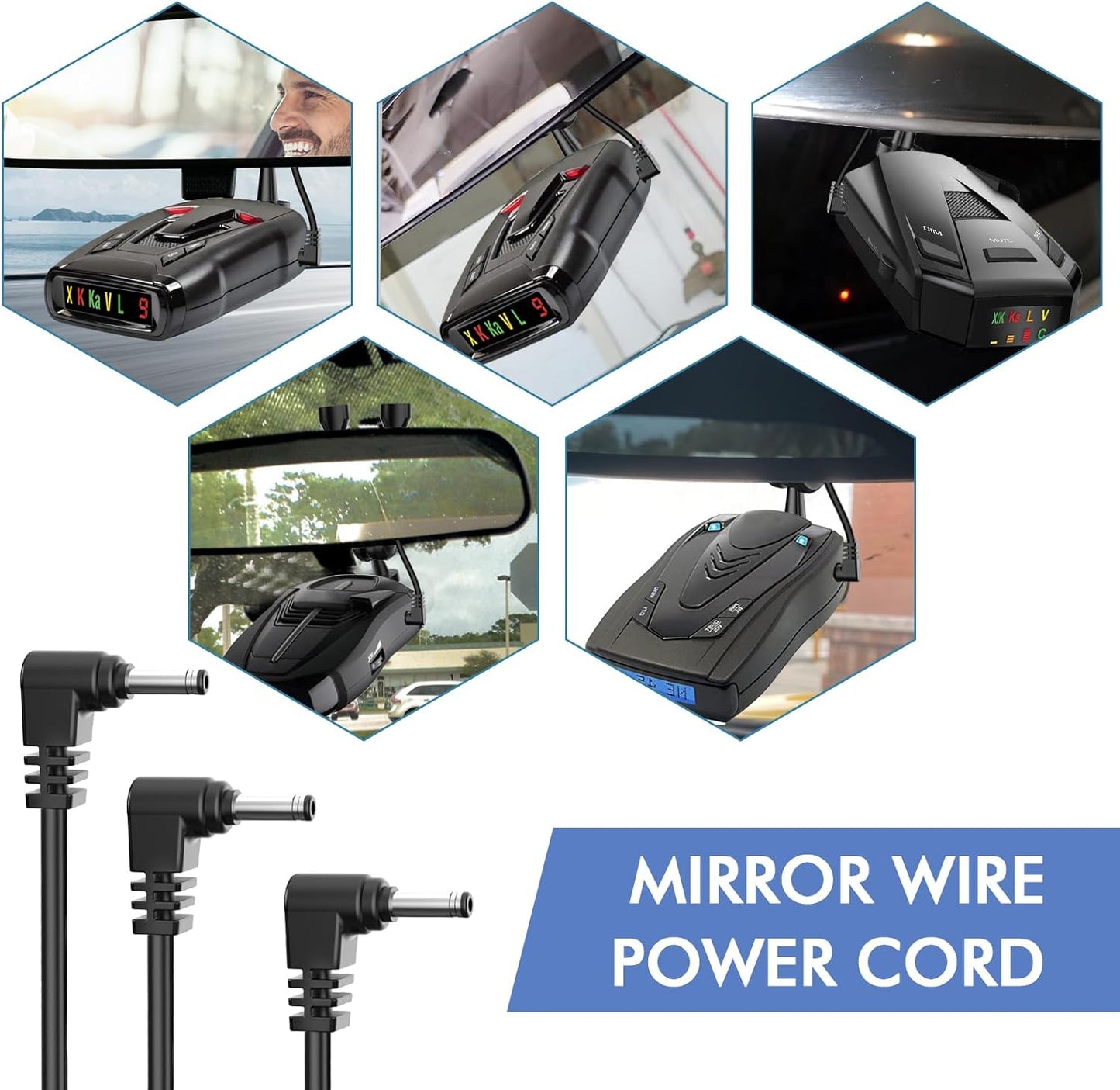 Radar Detector Hardwire Power Cord,Rearview Mirror Plug Cable,with Inline Fuse Holder,Suitable for Uniden Escort Beltronics Valentine One Cobra Whistler Radar Detector,3-Piece Set,13.7'' (DC3.5)