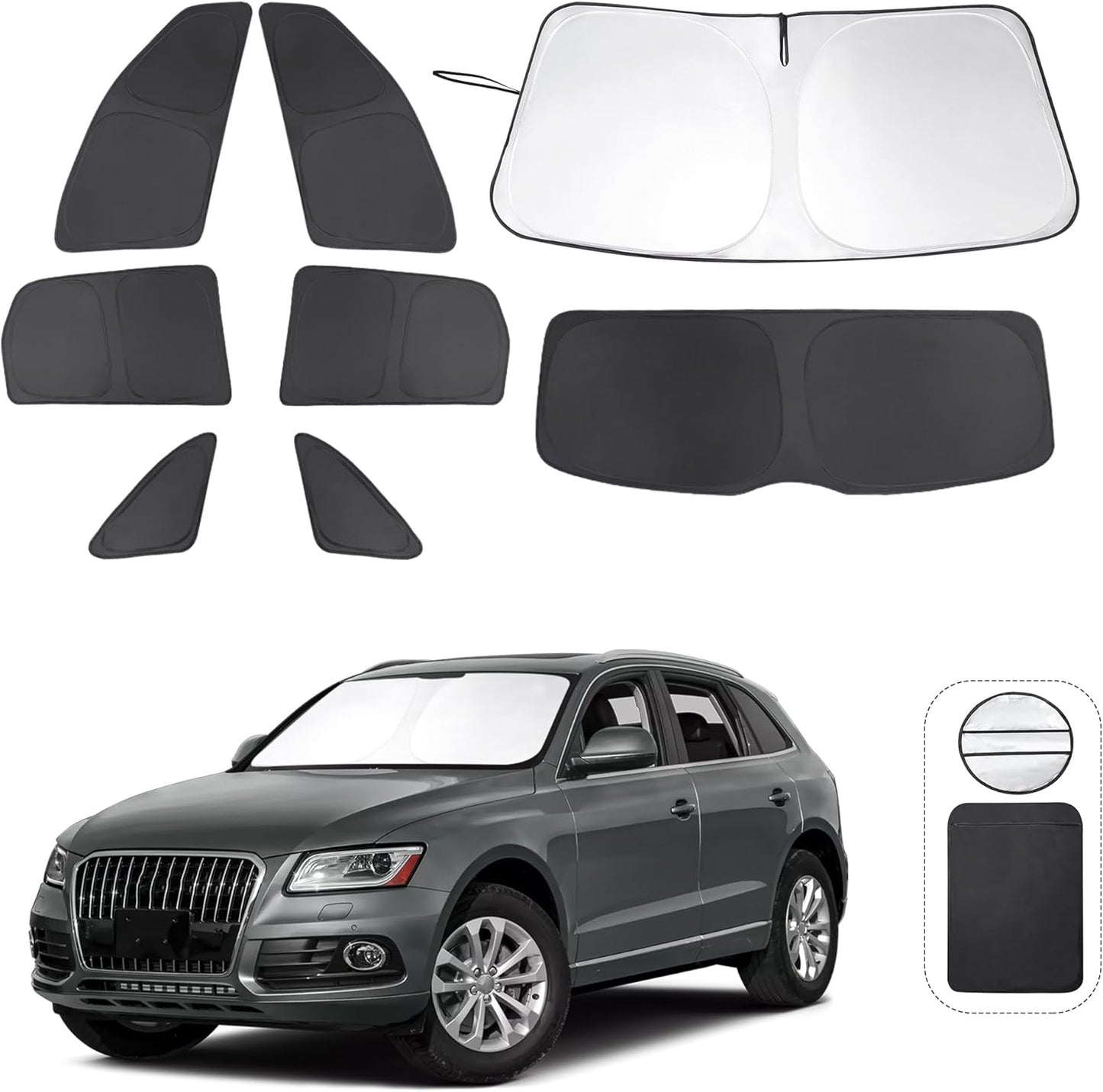 TINGLU Window Shades for Audi Q5 2009-2017/2014-2017 Audi SQ5 Accessories Car Side Full Windows Windshield Sun Shade Sun UV Rays & Privacy Protection for Camping,Napping,and Relaxing 8PCS