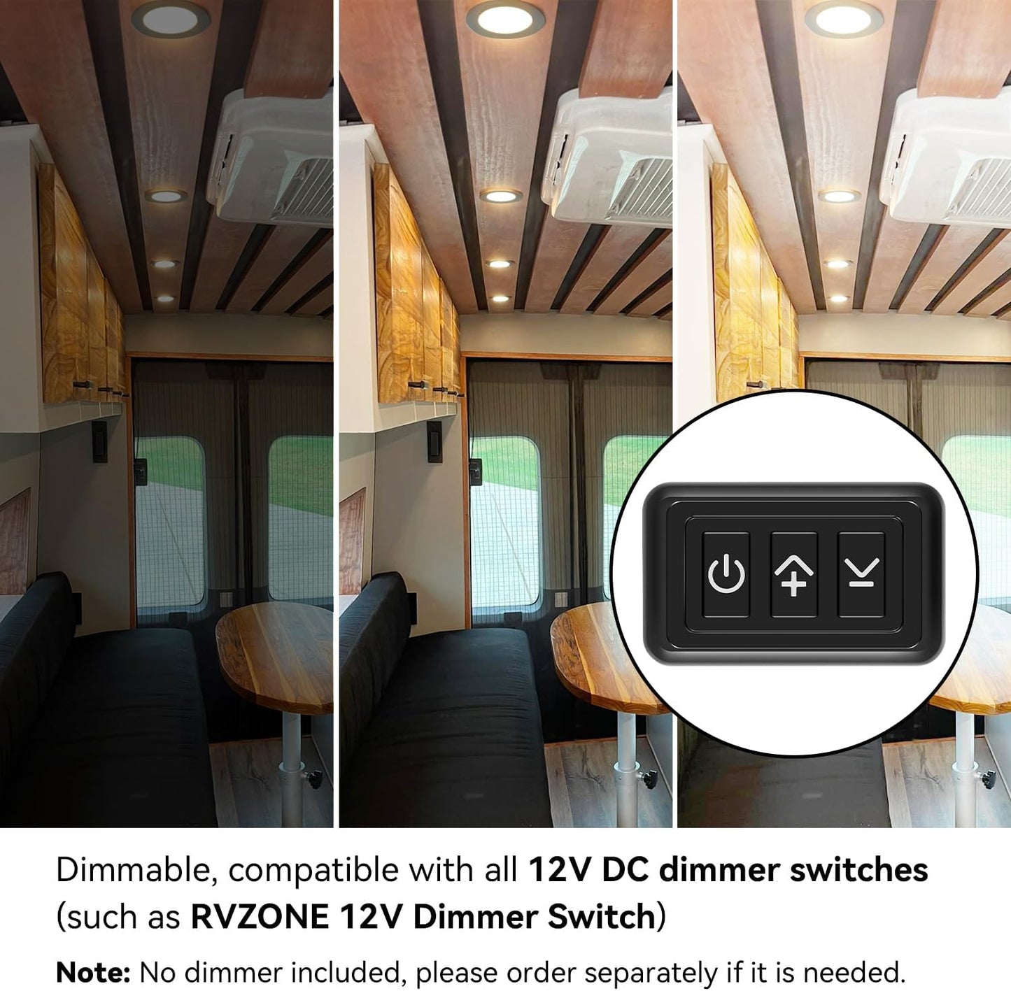 12 Volt LED Puck Light RV Boat Recessed Ceiling Light Super Slim LED Panel Light with Hole Puncher DC 12V 3W Full Aluminum Downlights 6 Pack,5500-6000k