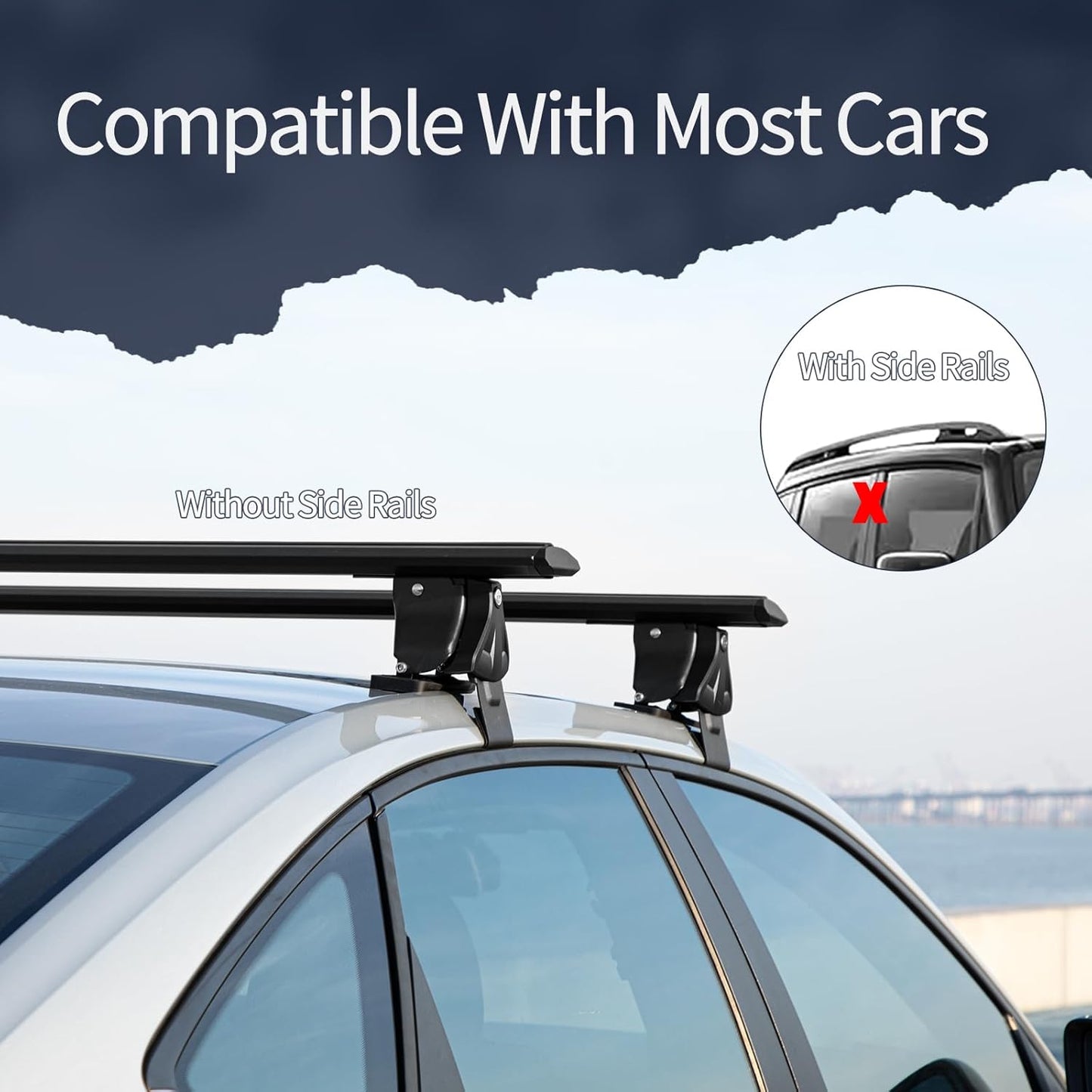 51" Roof Rack Cross Bars,Adjustable Universal Roof Rack,Aluminum Locking Crossbars Fit for Car SUV Without Any Types of Side Rails