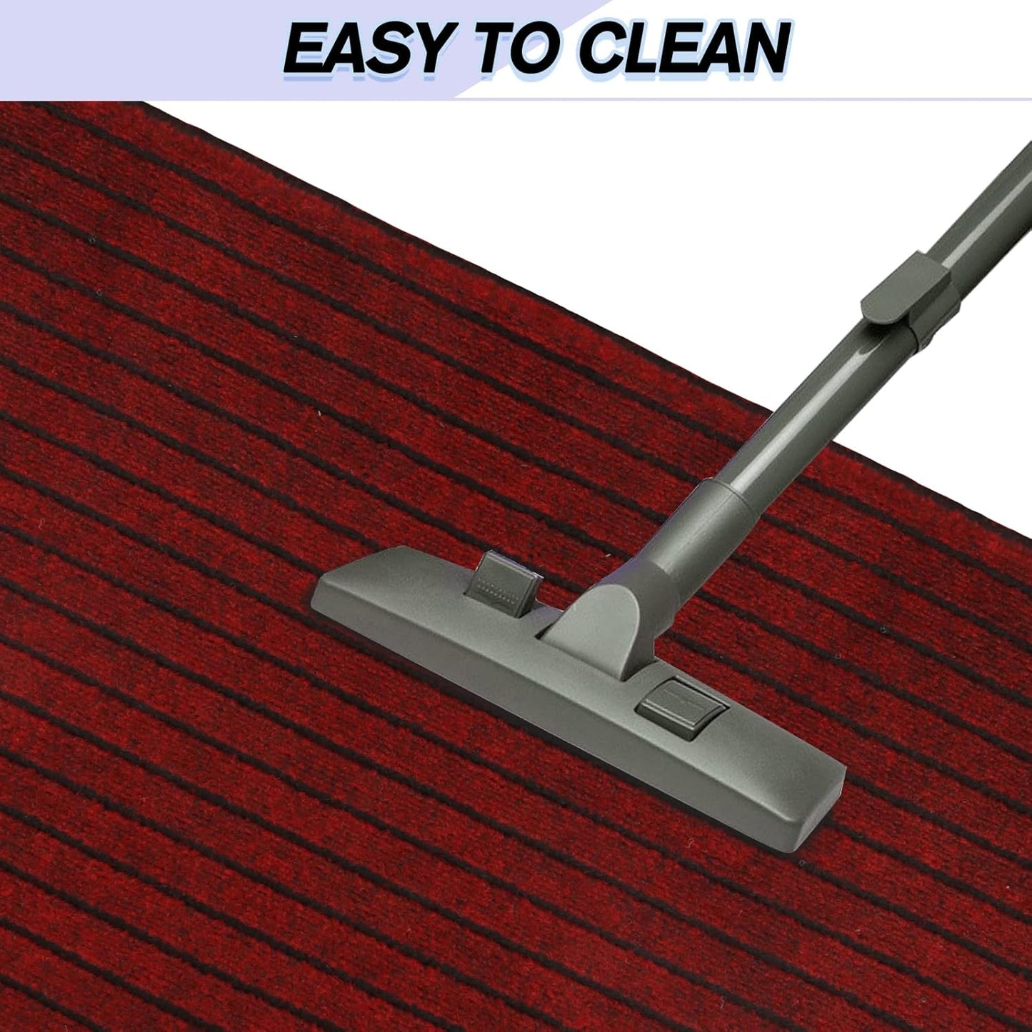 Custom Size Backed Non-Slip Area Rugs Runner, Easy Clean, Waterproof Runner Rugs for Hallway Entryway, Kitchen, Laundry, 3FT x 50FT, Red Stripe