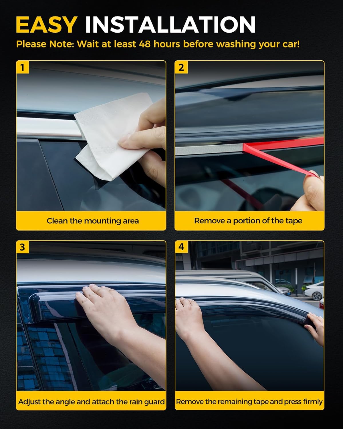 Rain Guards for Car Windows, Tape-On Window Visors Rain Guards Fit for Ford Explorer 2011-2019, Window Deflectors, Vent Visors for Ford Car Accessories, 4 Pieces