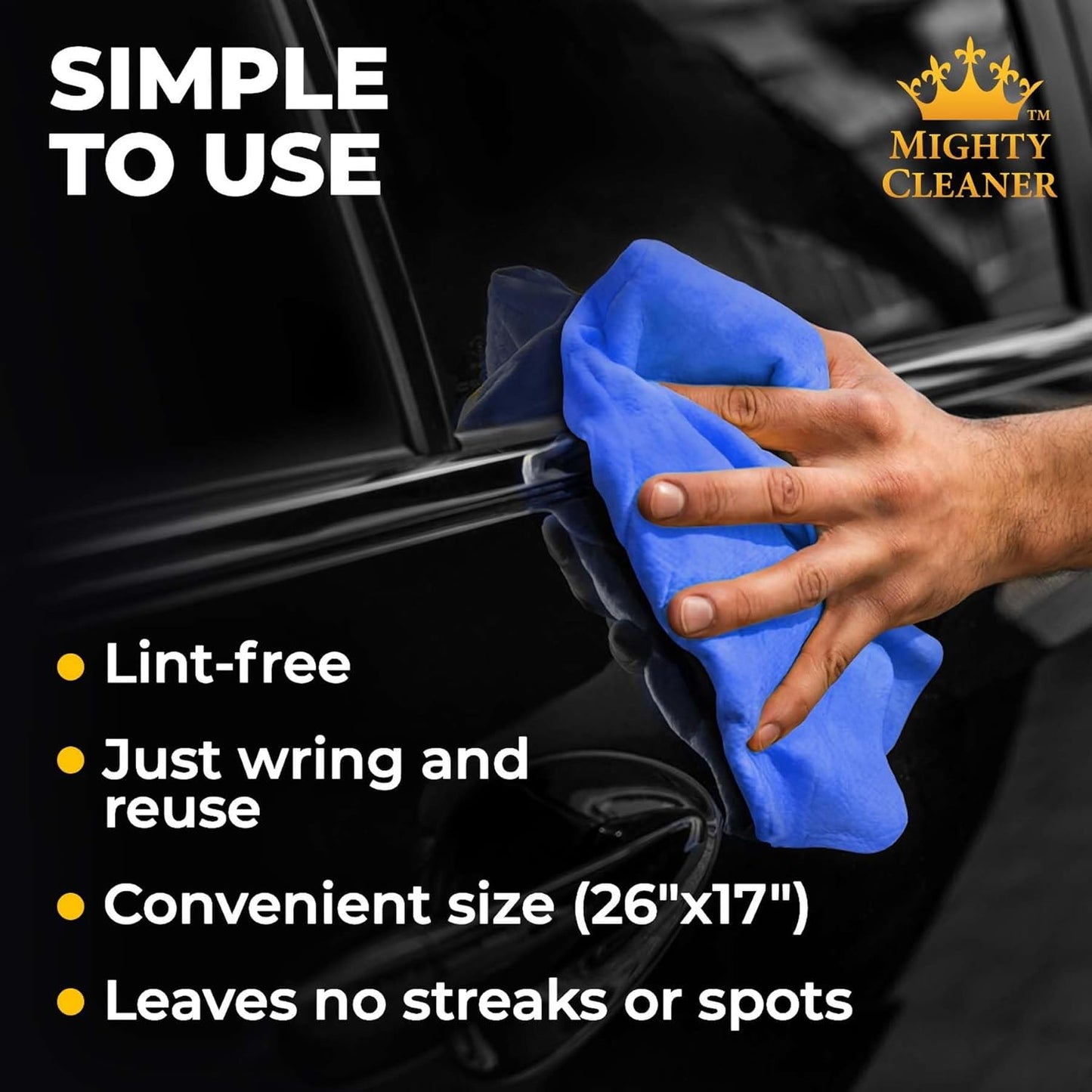 Premium 2pk +1 Free Shammy Cloth - Super Absorbent Chamois Towel - Reusable & Scratch-Free - Soft Car Drying Towels (26"x17")
