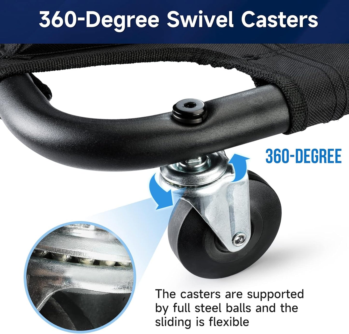 WORKPRO Foldable Mesh Creeper, 40-Inch Automotive Creeper with Padded Headrest and 4 Caster Wheels, 350 Lbs Capacity Rolling Garage Creeper, Black